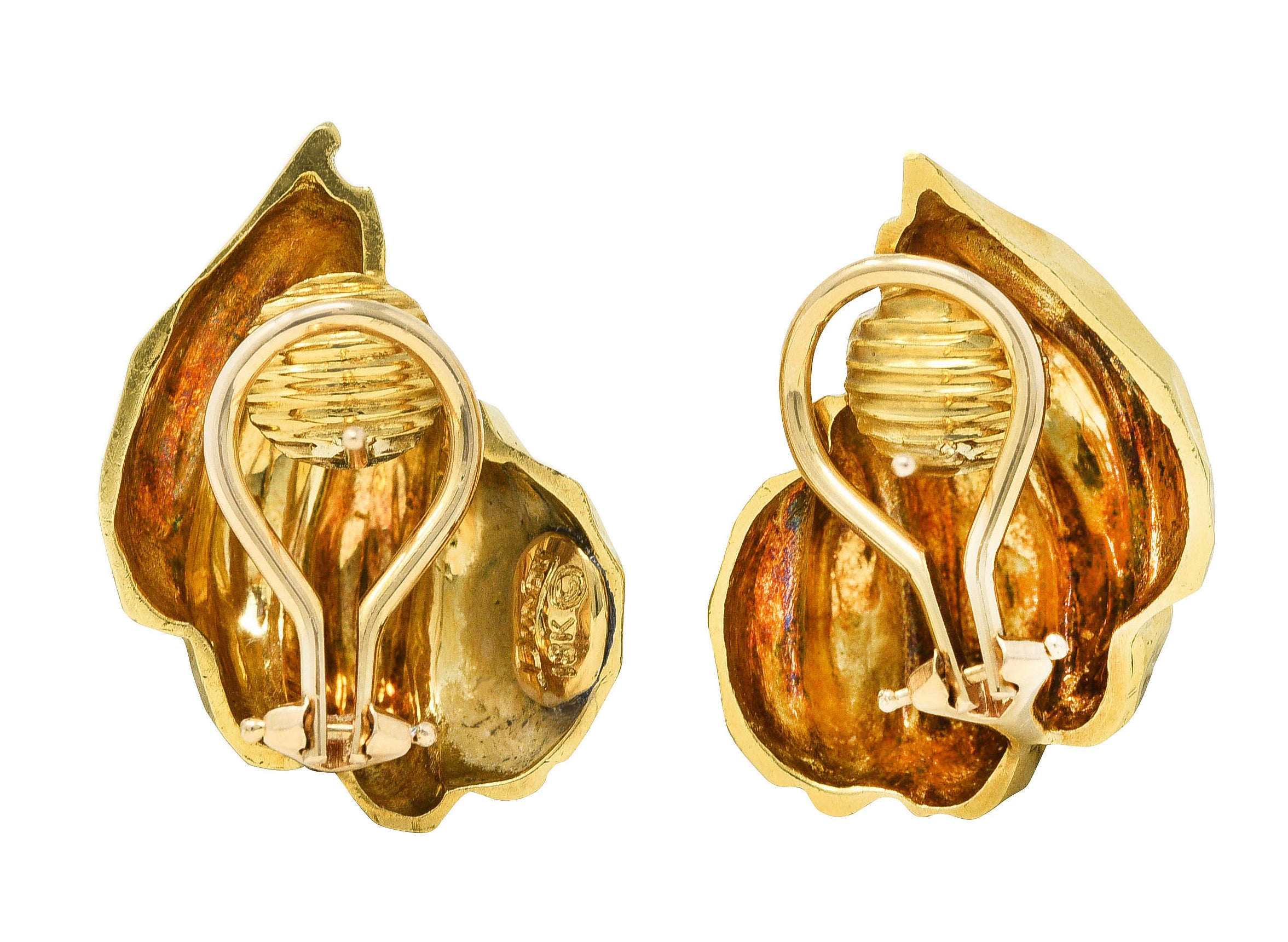 1980's Henry Dunay Vintage 18 Karat Gold Cinnabar Twist Earrings Wilson's Antique & Estate Jewelry