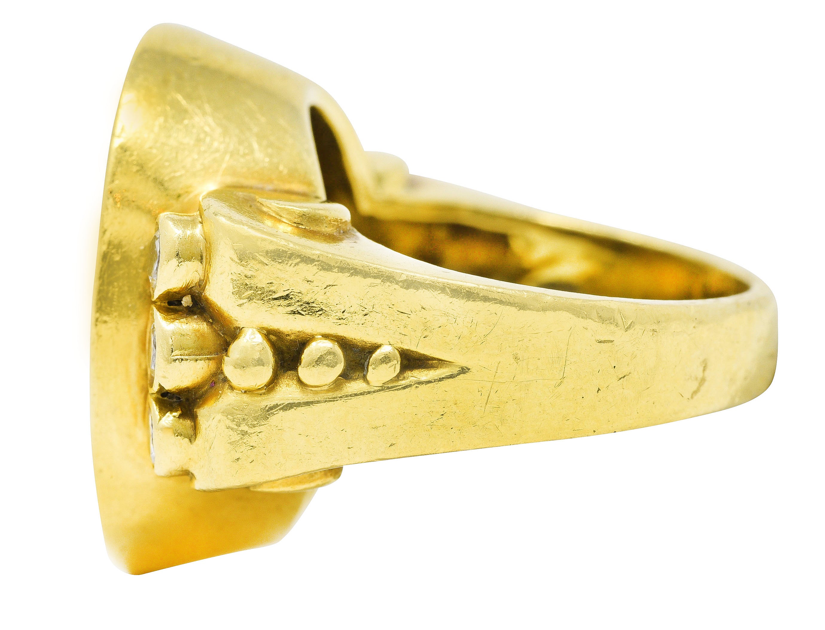 SeidenGang Neoclassical Diamond 18 Karat Yellow Gold Greek Muse Signet Ring Wilson's Antique & Estate Jewelry