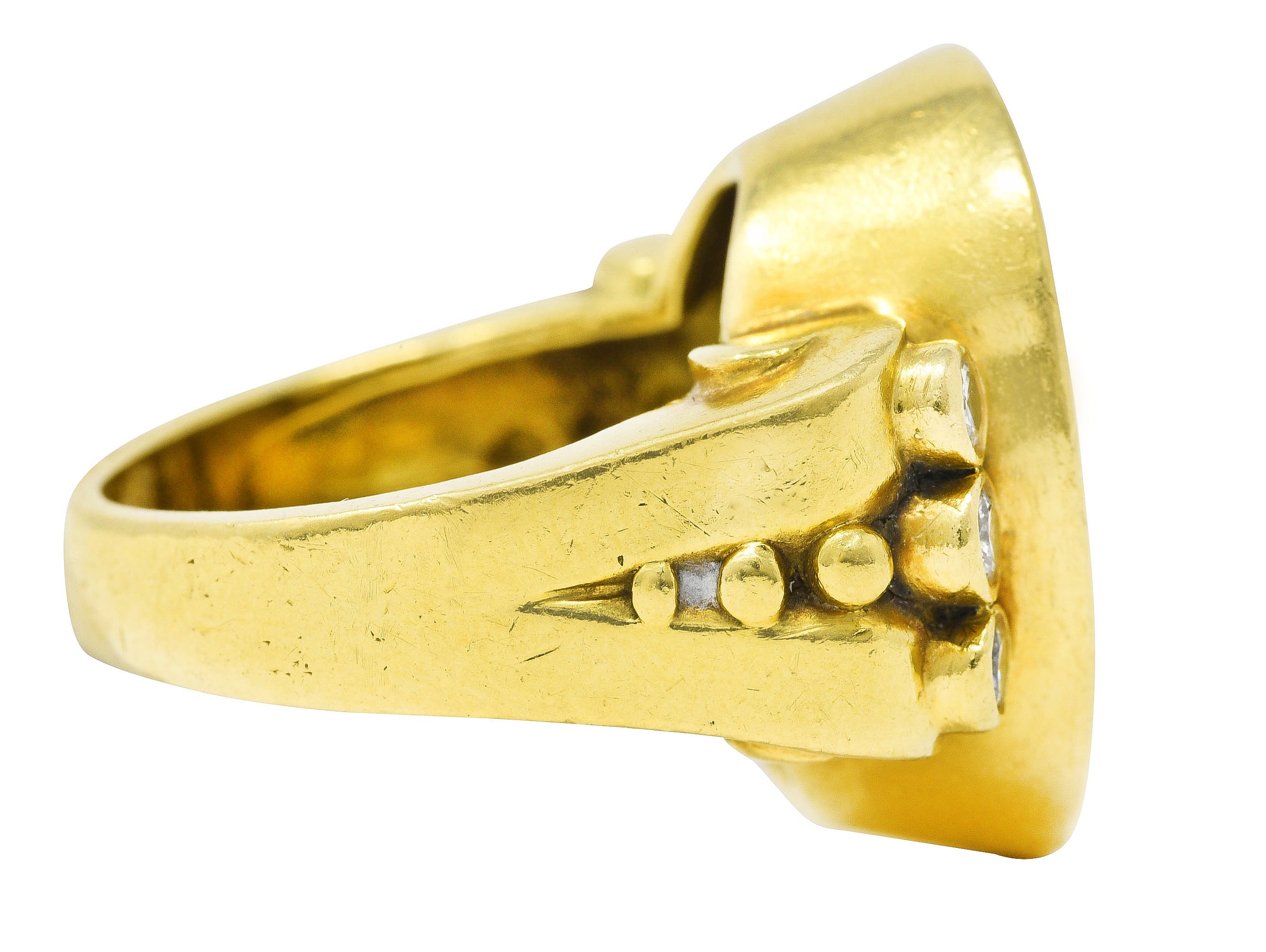 SeidenGang Neoclassical Diamond 18 Karat Yellow Gold Greek Muse Signet Ring Wilson's Antique & Estate Jewelry