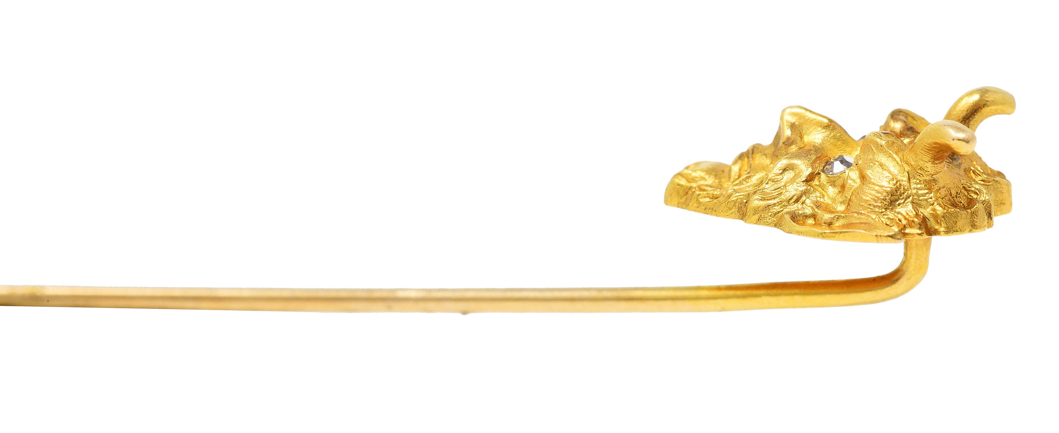 1900 Late Victorian Diamond 18 Karat Yellow Gold Devil Stickpin Wilson's Antique & Estate Jewelry