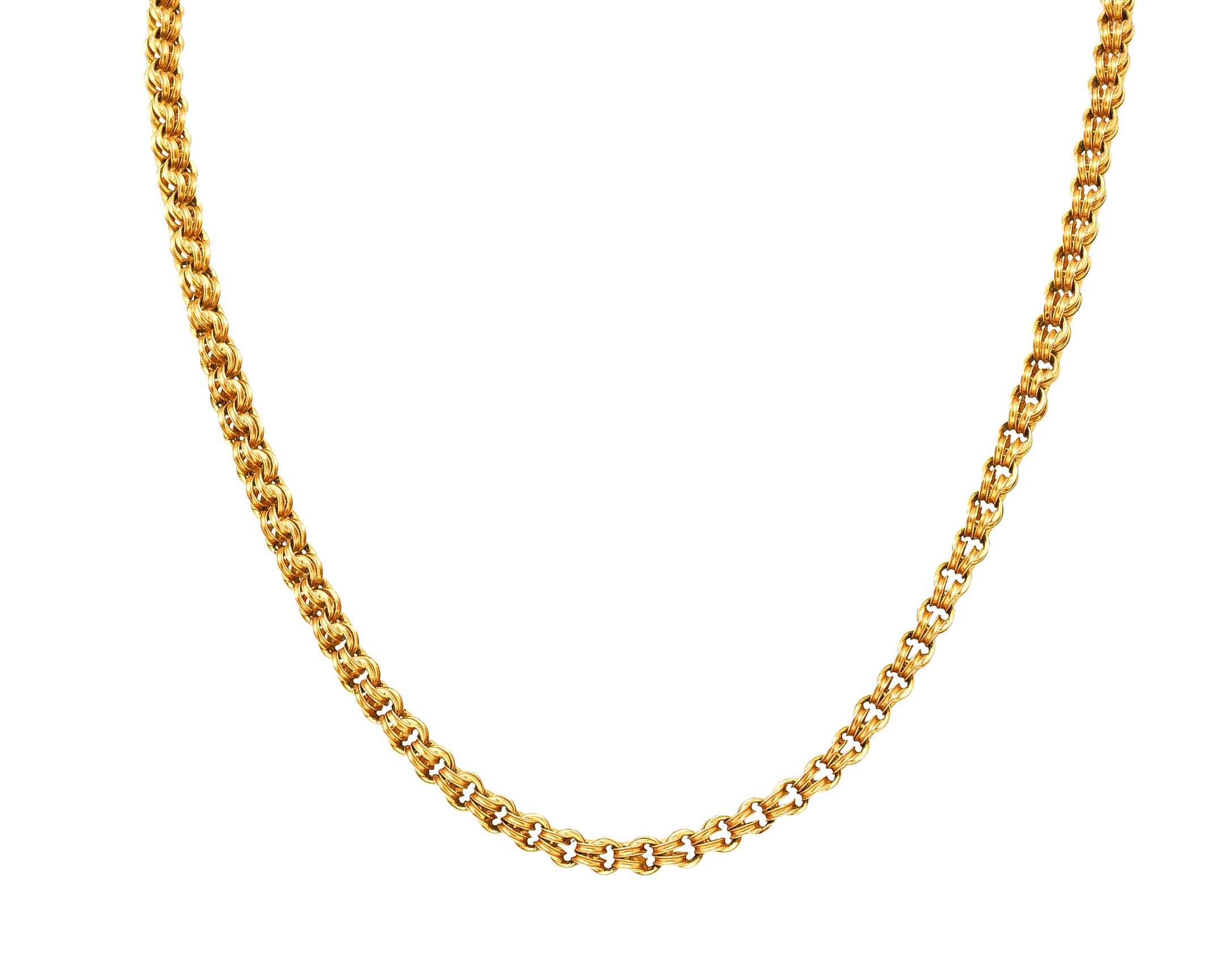 1880's Victorian 14 Karat Yellow Gold Link Chain Necklace Wilson's Antique & Estate Jewelry