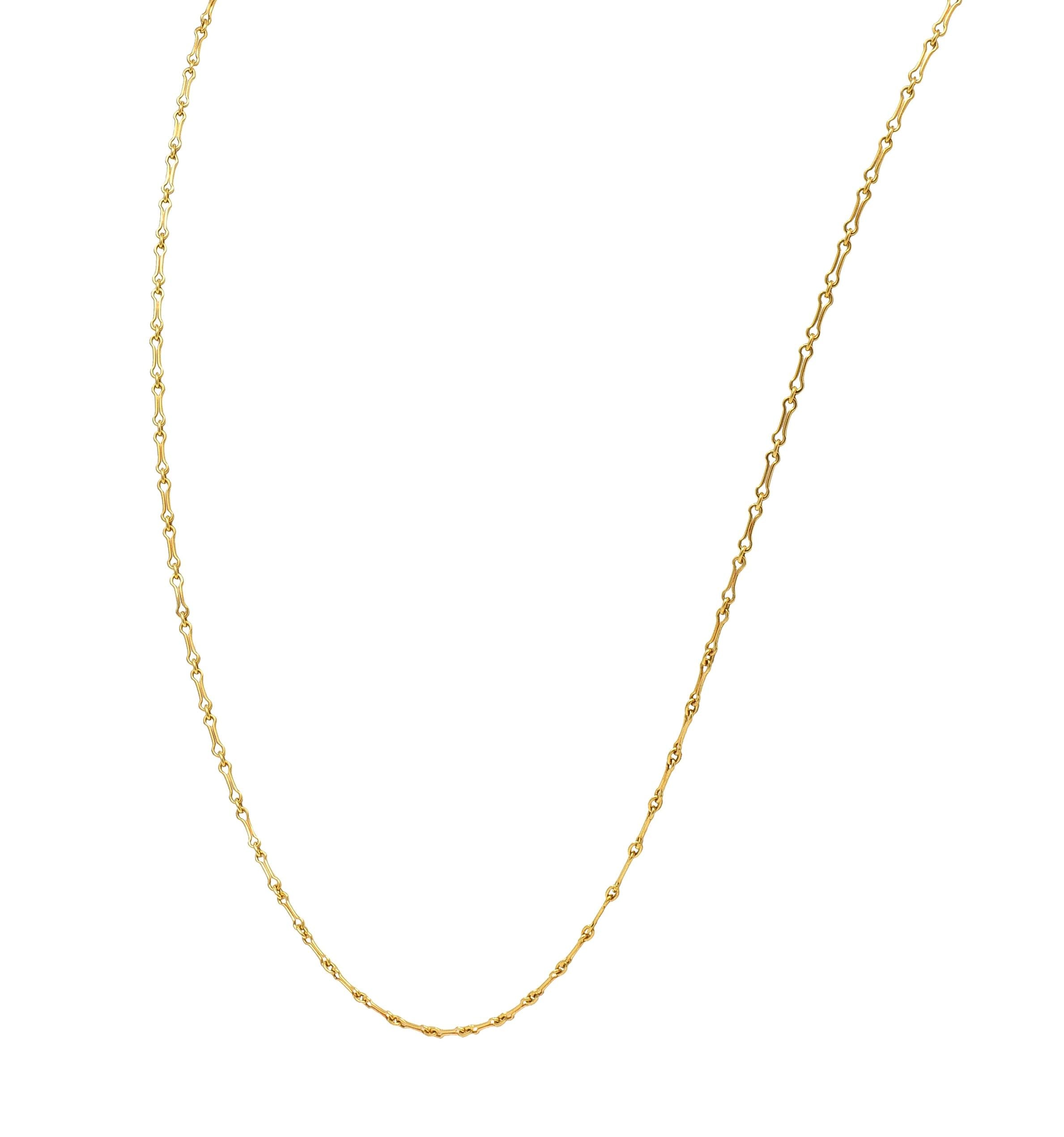 Victorian 10 Karat Yellow Gold Long Bar Link Antique Chain Necklace