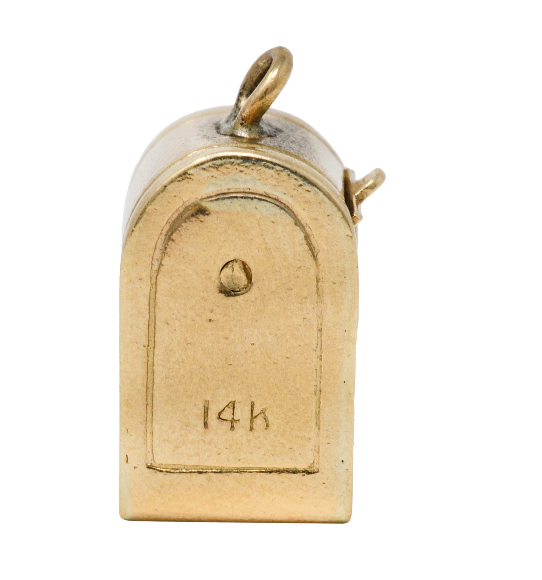 Retro Enamel 14 Karat Gold Love Letter Mailbox Charmcharm - Wilson's Estate Jewelry