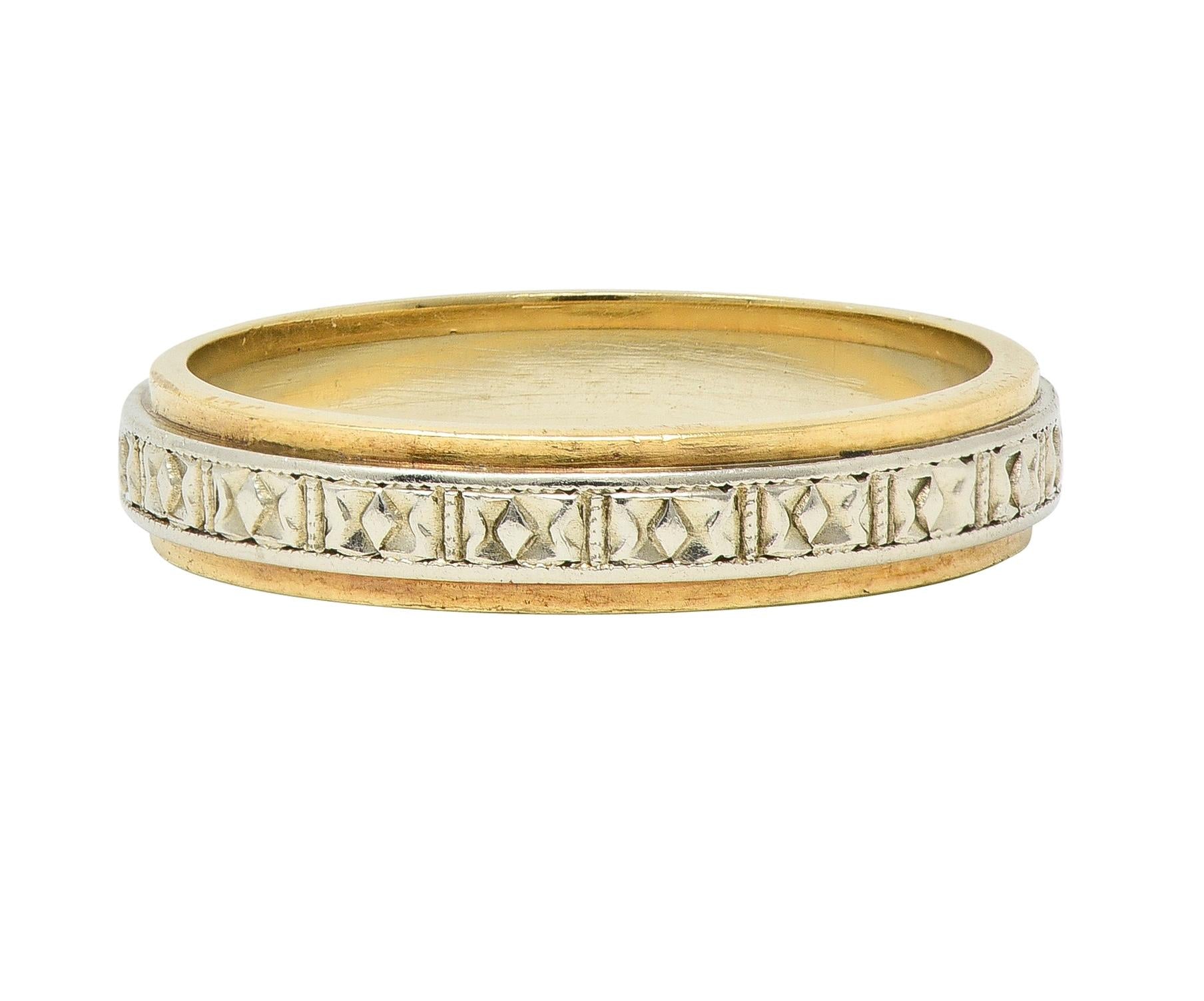 Art Deco Platinum 14 Karat Two-Tone Gold Antique Wedding Band Ring