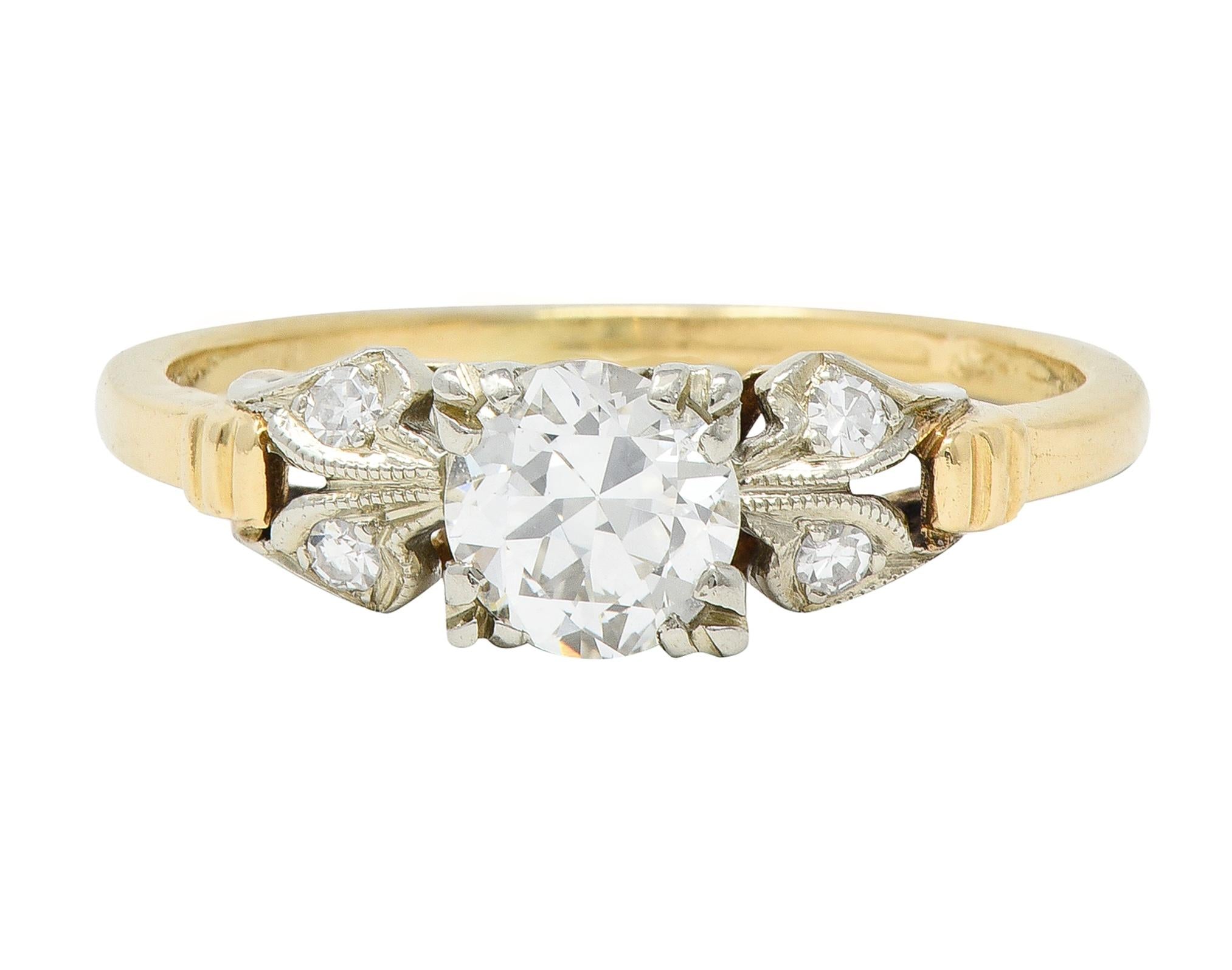 Retro 0.52 CTW Old European Cut Diamond 14 Karat Two-Tone Gold Engagement Ring