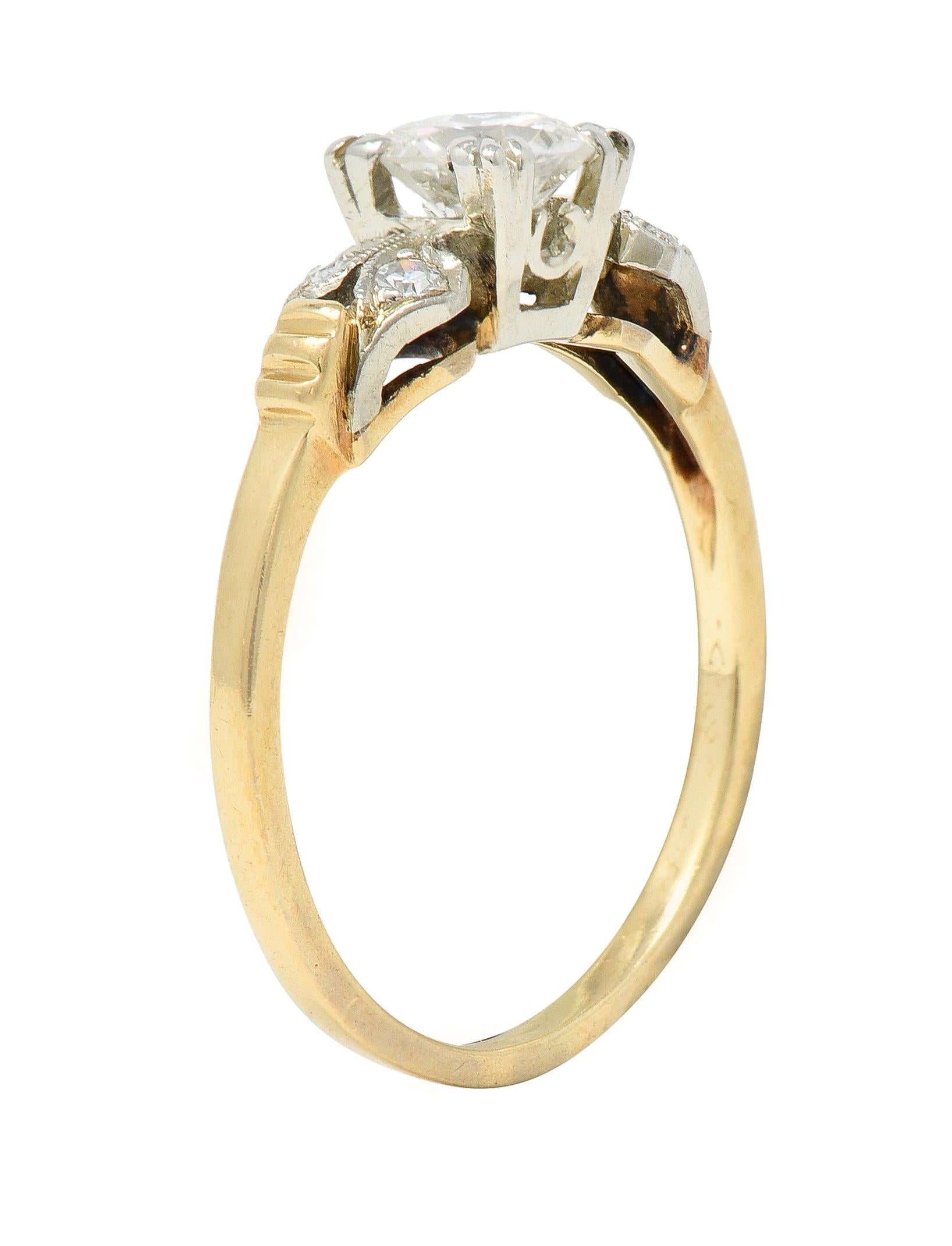 Retro 0.52 CTW Old European Cut Diamond 14 Karat Two-Tone Gold Engagement Ring