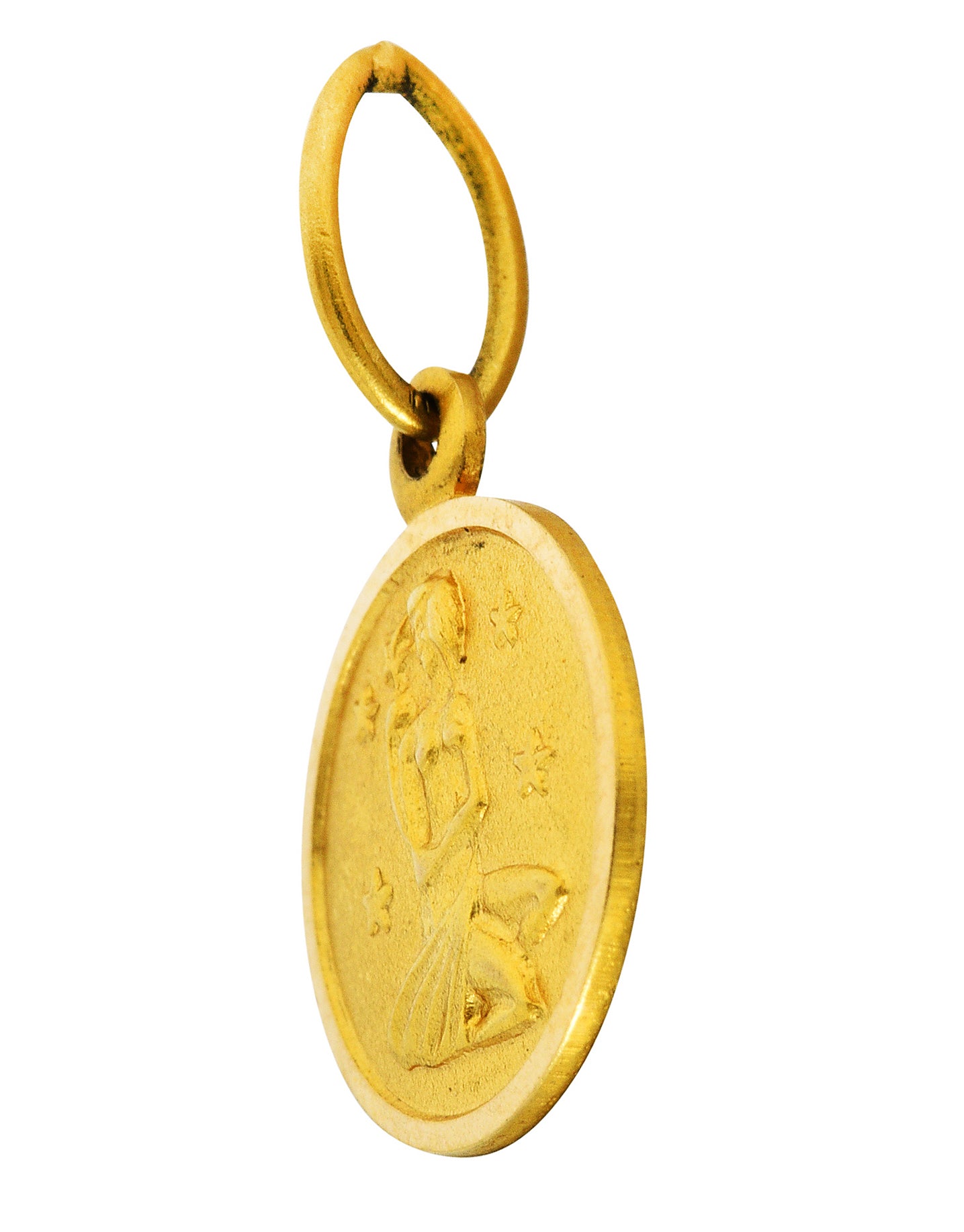 1970's Italian Vintage 18 Karat Yellow Gold Virgo Zodiac Charmcharm - Wilson's Estate Jewelry