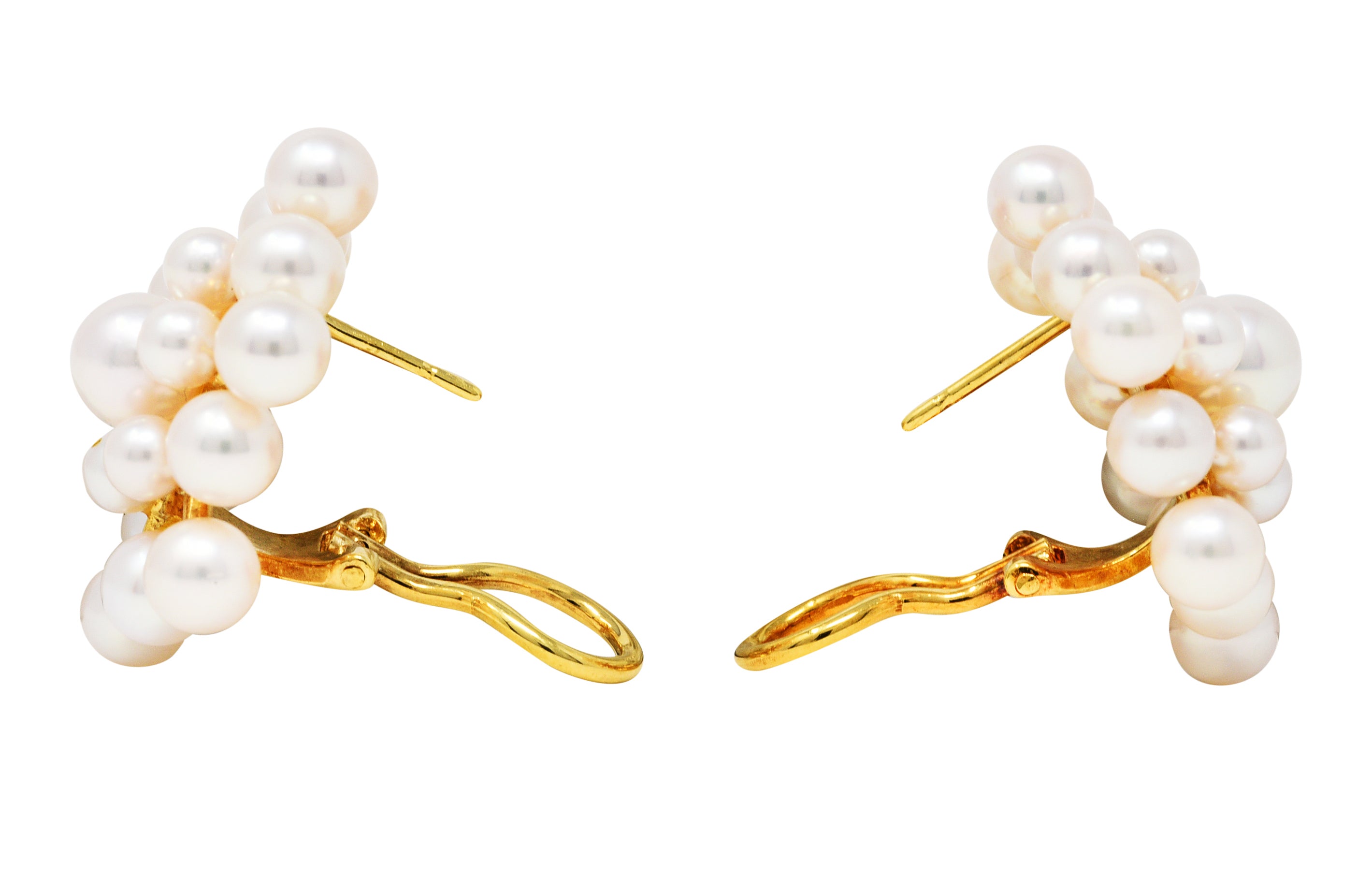 1960's Mikimoto Pearl 18 Karat Gold Burst Cluster EarringsEarrings - Wilson's Estate Jewelry