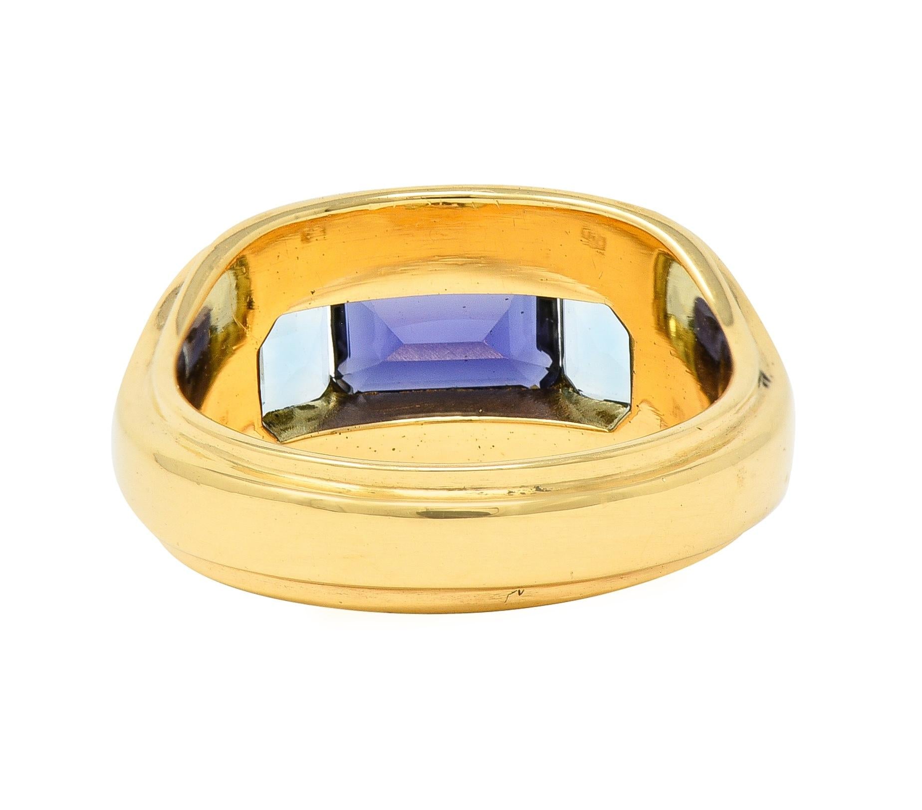 Bulgari 1980s 2.80 CTW Sapphire Aquamarine 18 Karat Gold Roma Vintage Band Ring