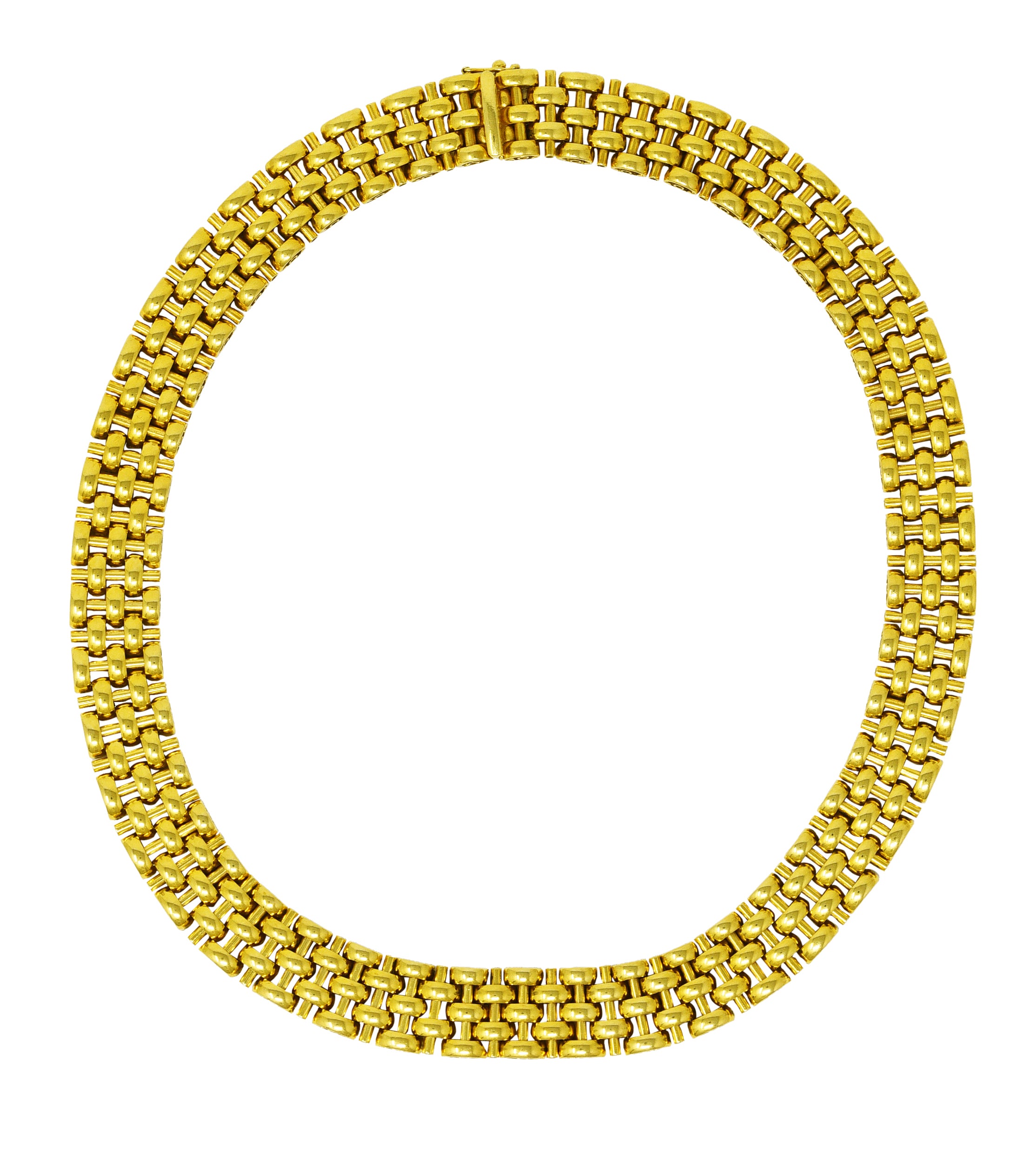 Fred Joaillerie 1960's 18 Karat Yellow Gold Woven Link Vintage Collar Necklace Wilson's Estate Jewelry