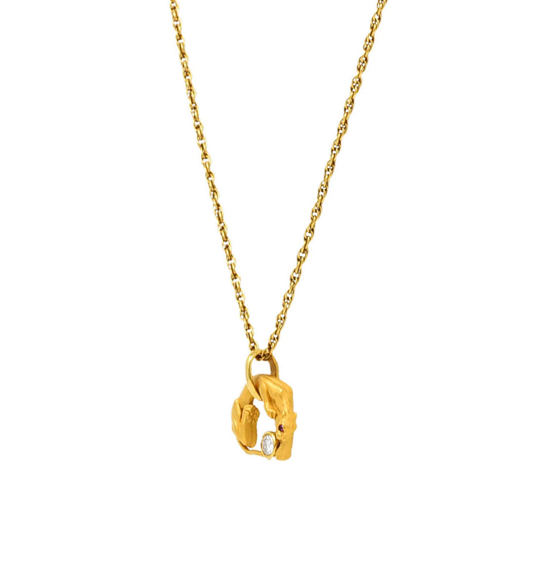 Carrera Y Carrera Diamond 18 Karat Yellow Gold Panther Pendant Necklace Wilson's Antique & Estate Jewelry