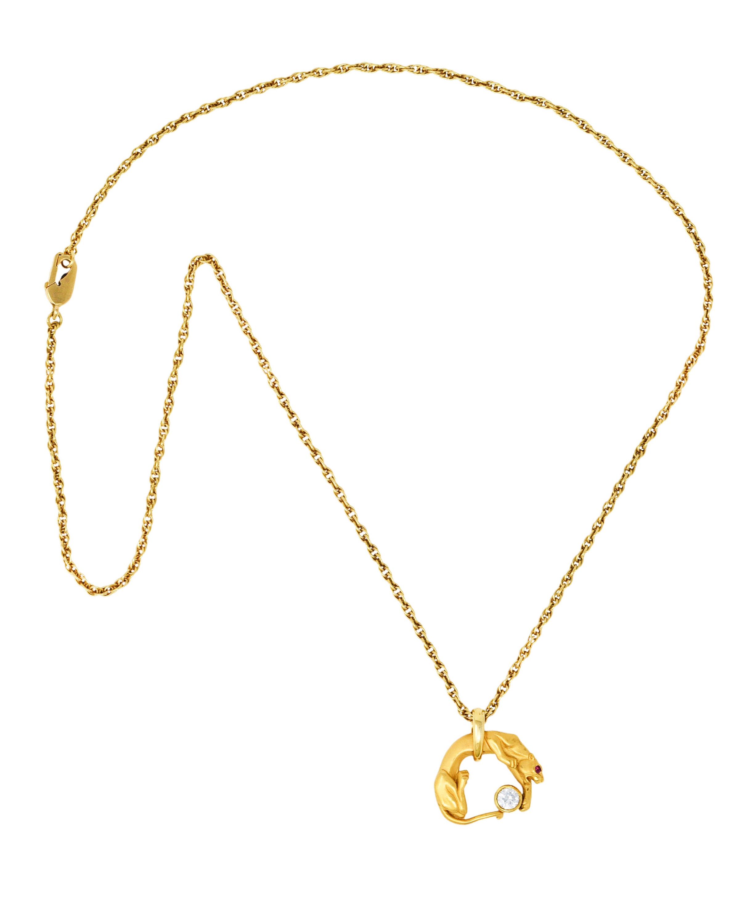 Carrera Y Carrera Diamond 18 Karat Yellow Gold Panther Pendant Necklace Wilson's Antique & Estate Jewelry