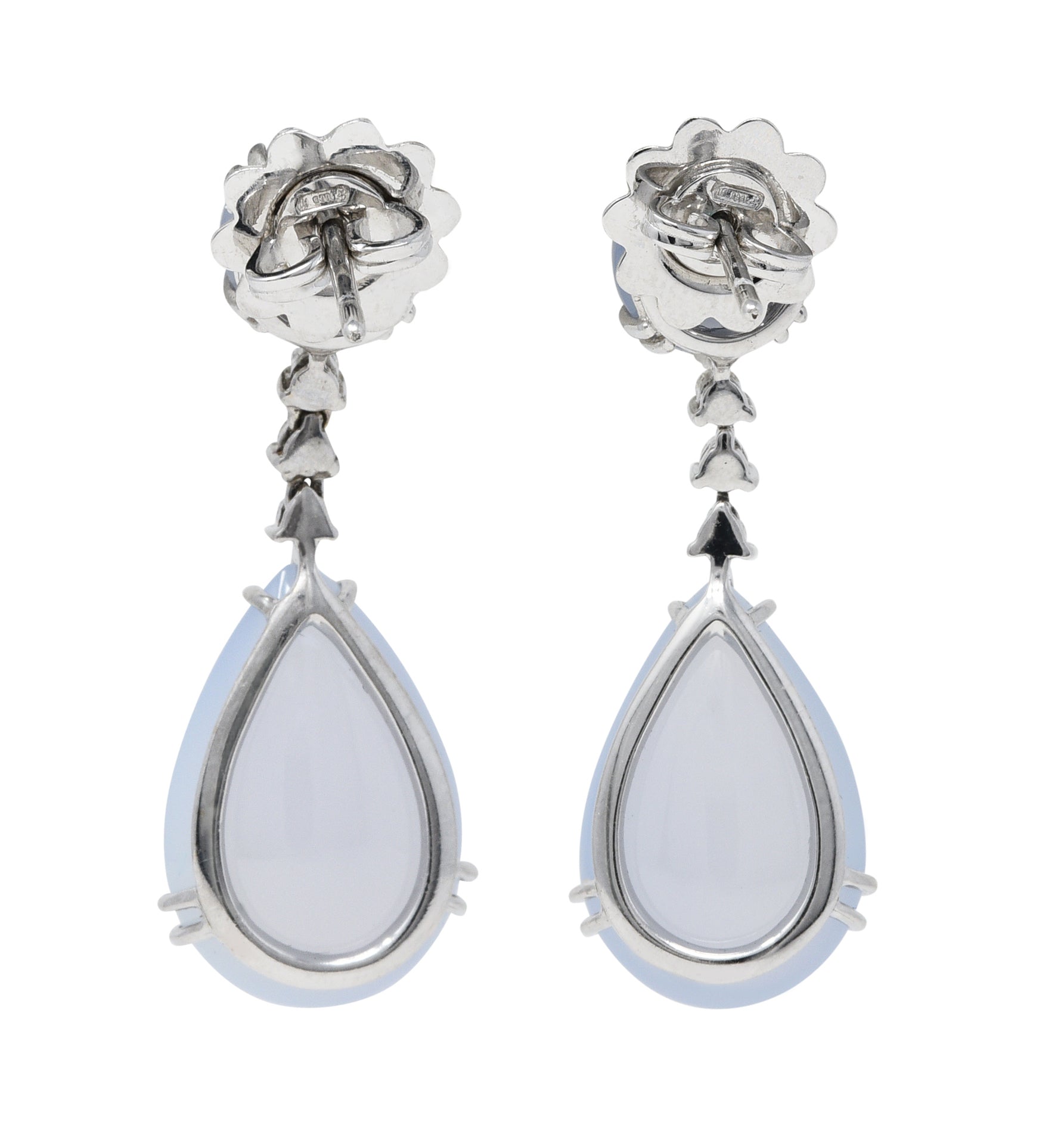 Italian Chalcedony Diamond 18 Karat White Gold Drop EarringsEarrings - Wilson's Estate Jewelry