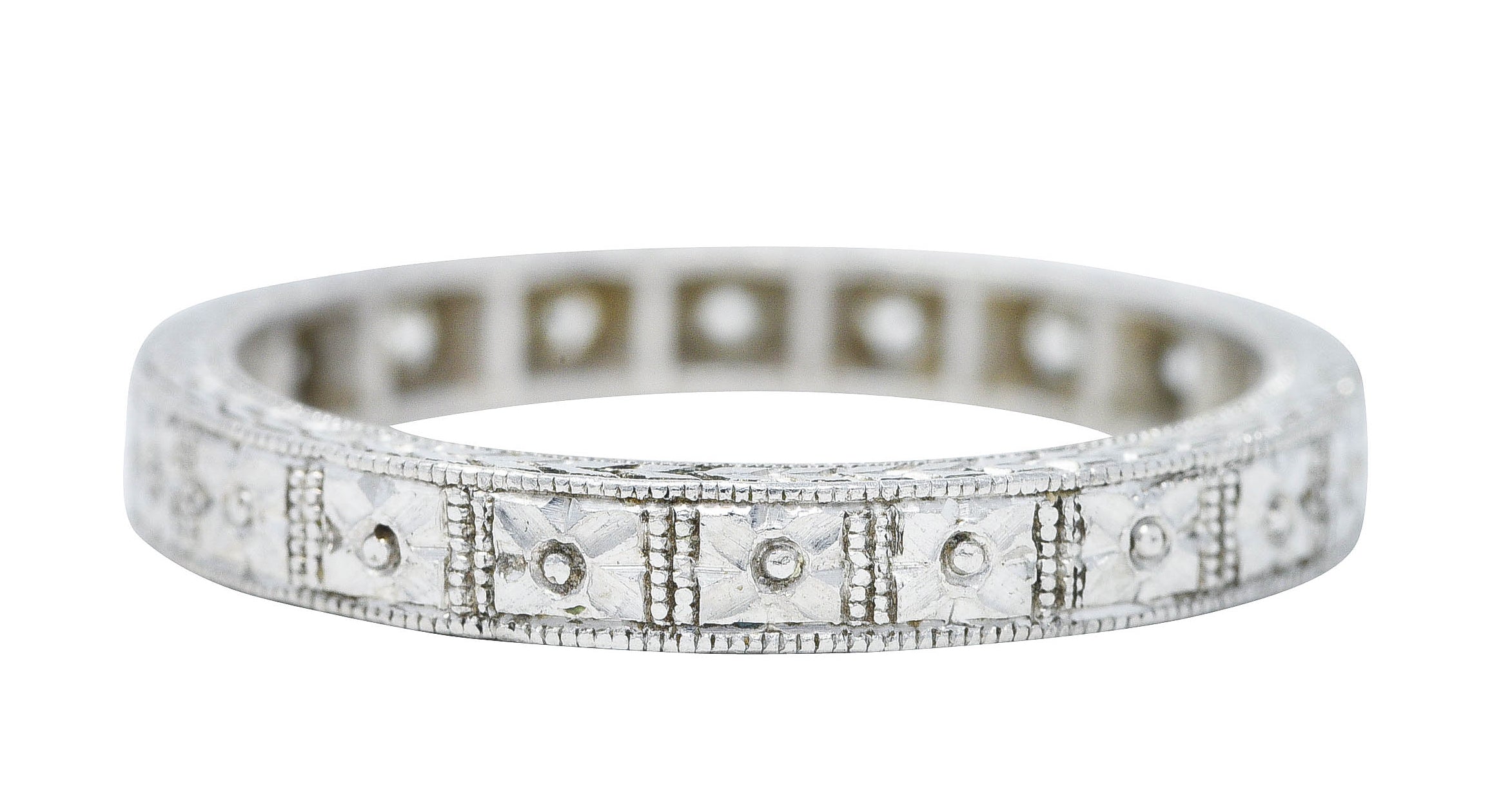 Art Deco Diamond Platinum Orange Blossom Wheat Wedding Band Ring Wilson's Antique & Estate Jewelry