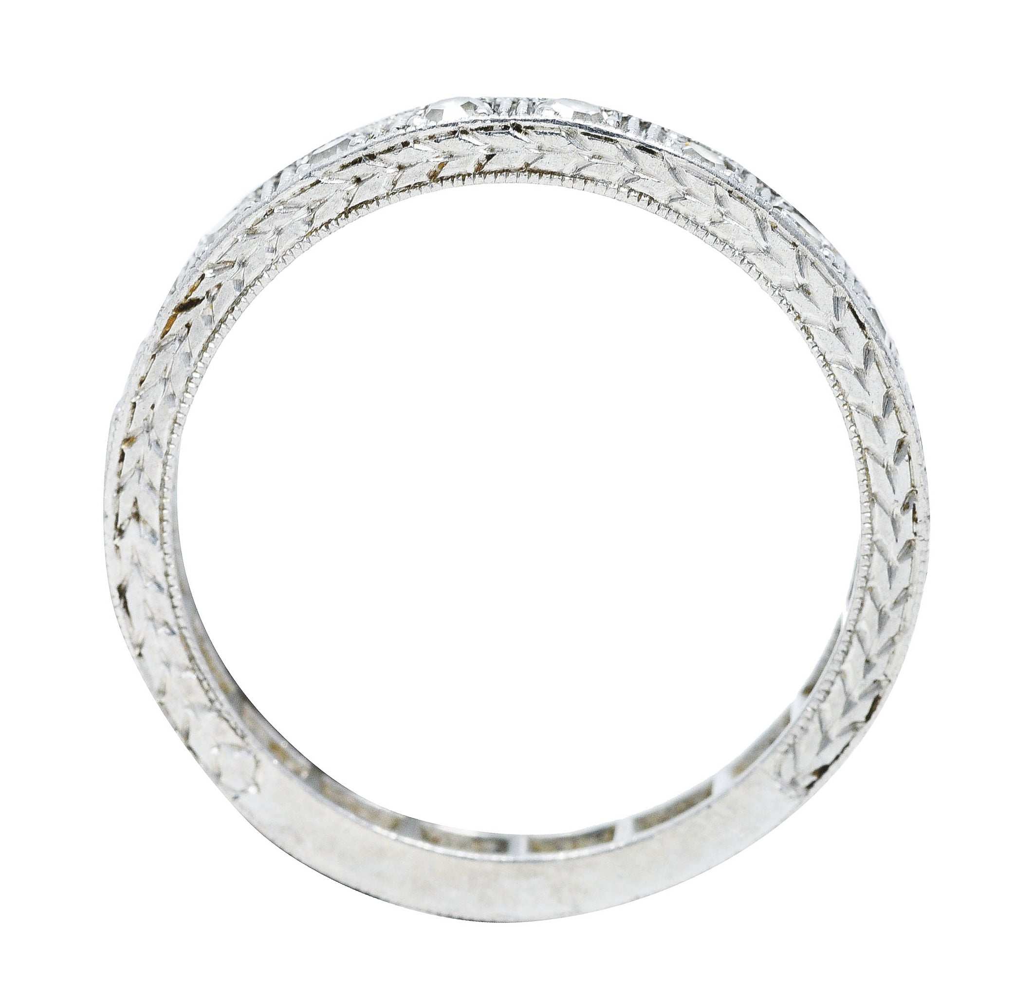 Art Deco Diamond Platinum Orange Blossom Wheat Wedding Band Ring Wilson's Antique & Estate Jewelry