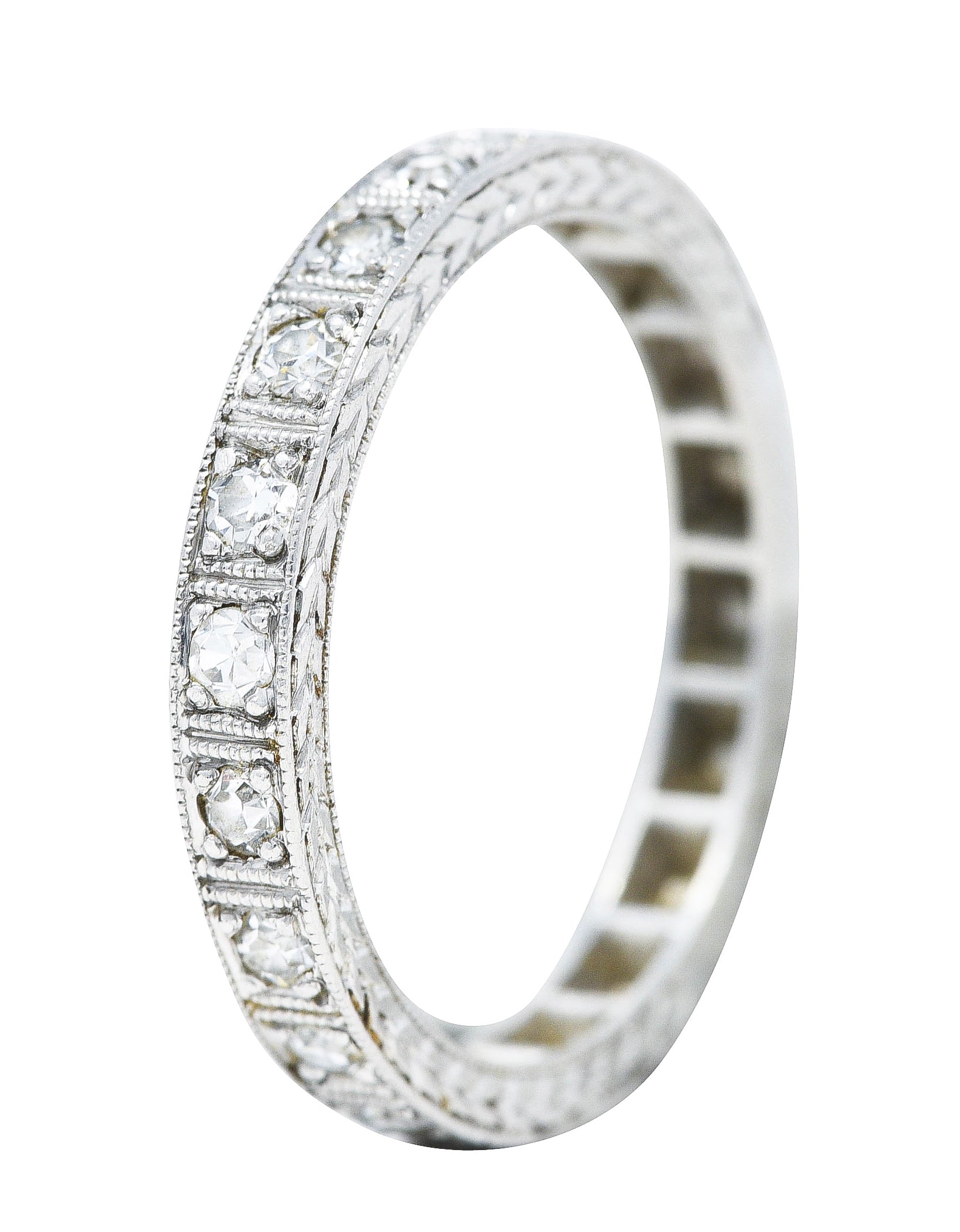 Art Deco Diamond Platinum Orange Blossom Wheat Wedding Band Ring Wilson's Antique & Estate Jewelry