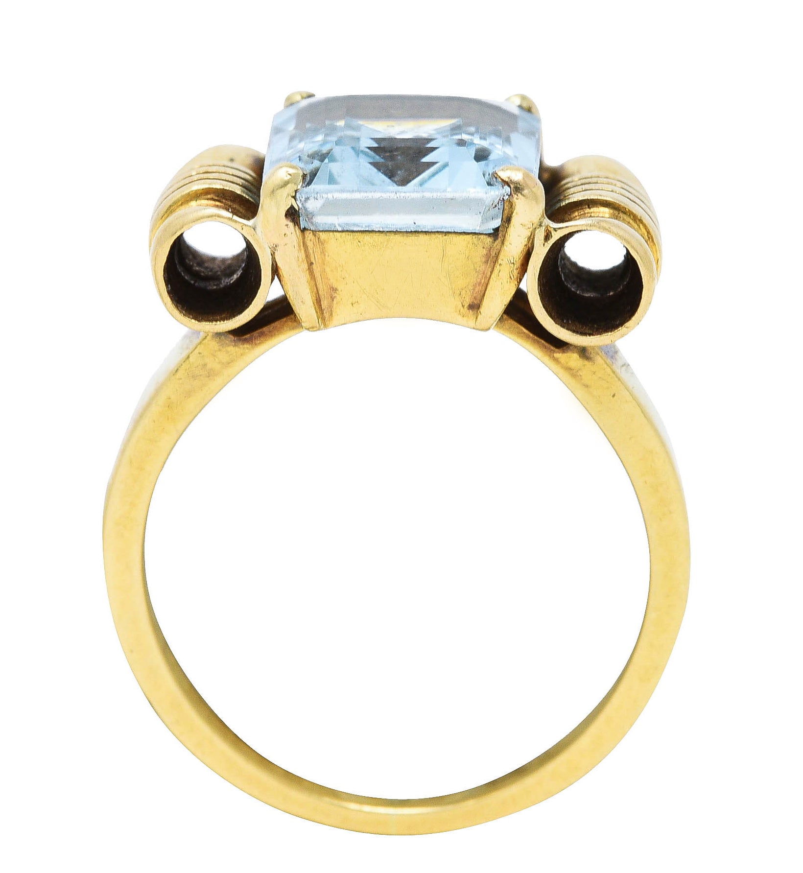 Tiffany & Co. Retro 3.70 CTW Aquamarine 14 Karat Yellow Gold Ring Wilson's Antique & Estate Jewelry