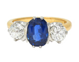 Tiffany & Co. Victorian 2.48 CTW Sapphire Diamond Platinum 18 Karat Ring GIA