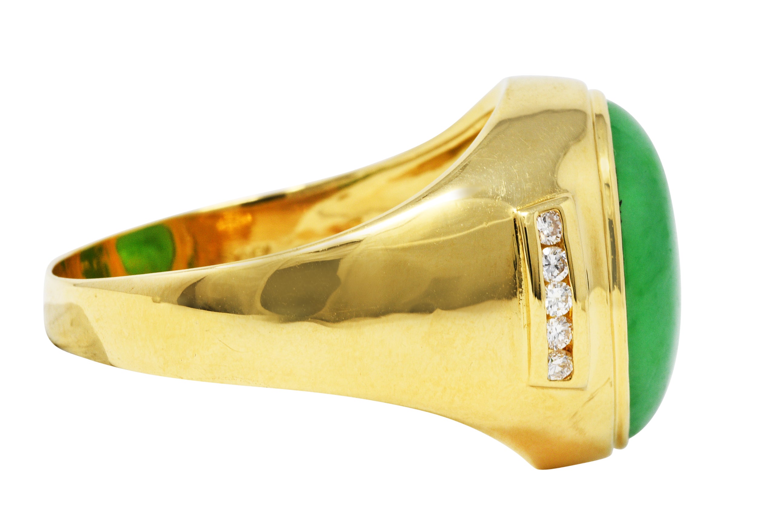 1960's Vintage Jade Diamond 18 Karat Gold Men's Gemstone RingRing - Wilson's Estate Jewelry