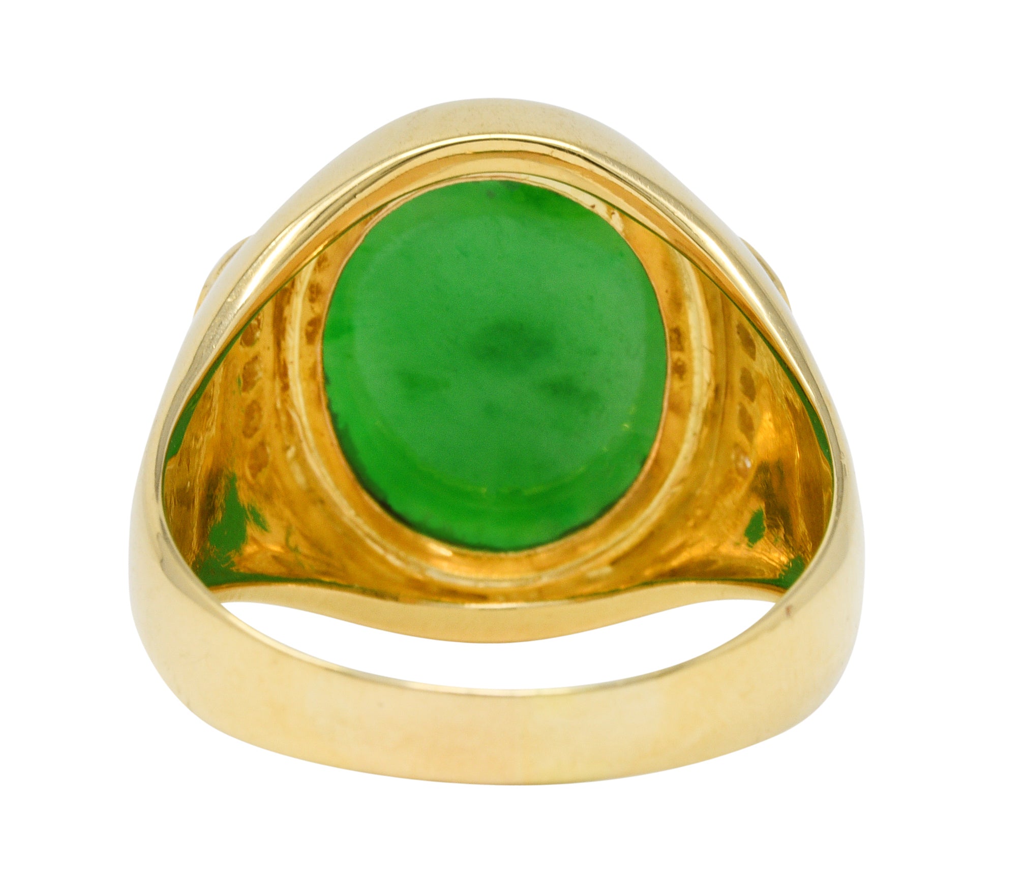 1960's Vintage Jade Diamond 18 Karat Gold Men's Gemstone RingRing - Wilson's Estate Jewelry