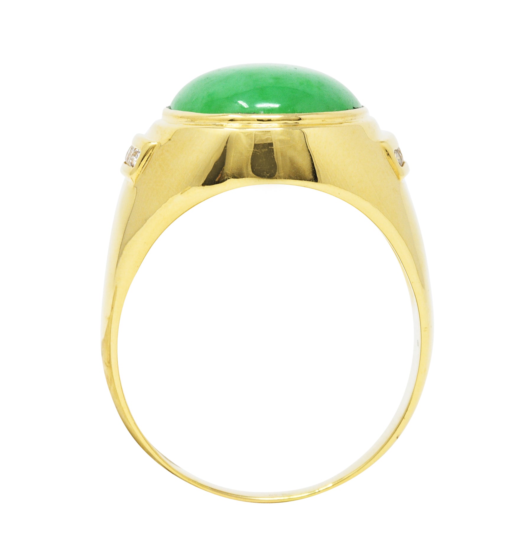 1960's Vintage Jade Diamond 18 Karat Gold Men's Gemstone RingRing - Wilson's Estate Jewelry