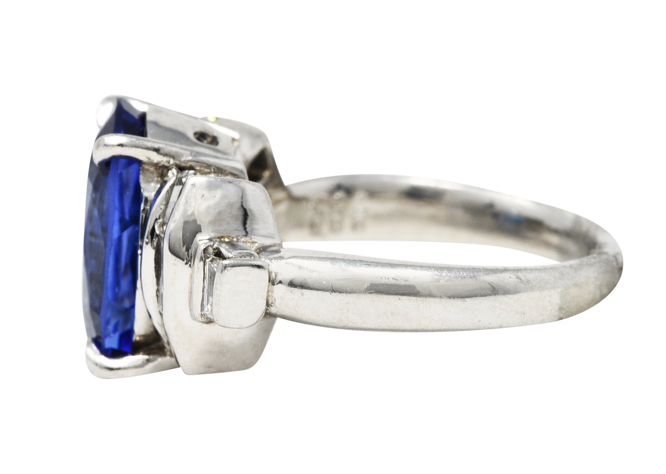 Contemporary 5.89 CTW Tanzanite Diamond Platinum Gemstone RingRing - Wilson's Estate Jewelry