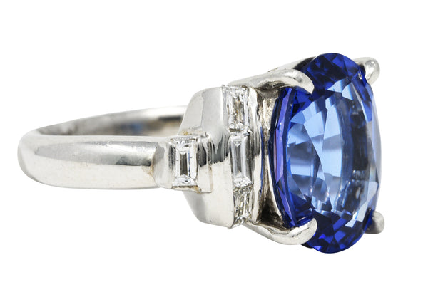 Contemporary 5.89 CTW Tanzanite Diamond Platinum Gemstone RingRing - Wilson's Estate Jewelry