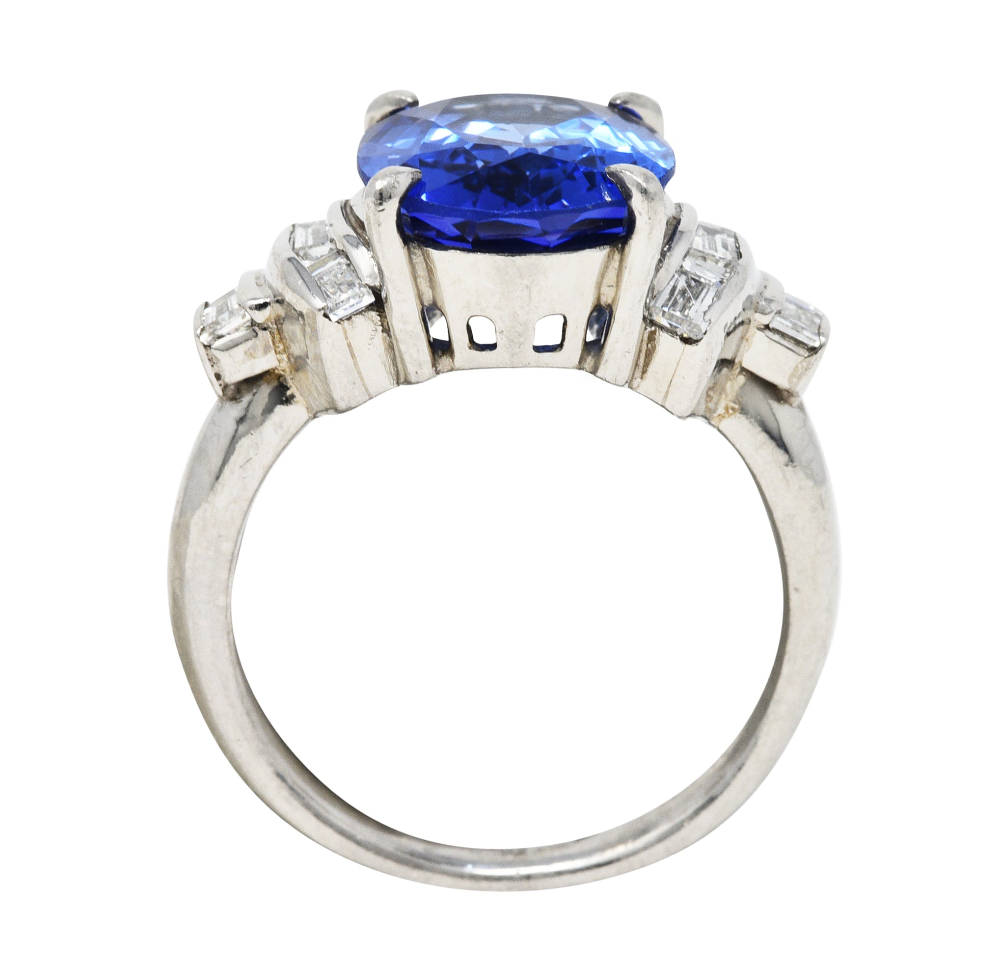 Contemporary 5.89 CTW Tanzanite Diamond Platinum Gemstone RingRing - Wilson's Estate Jewelry