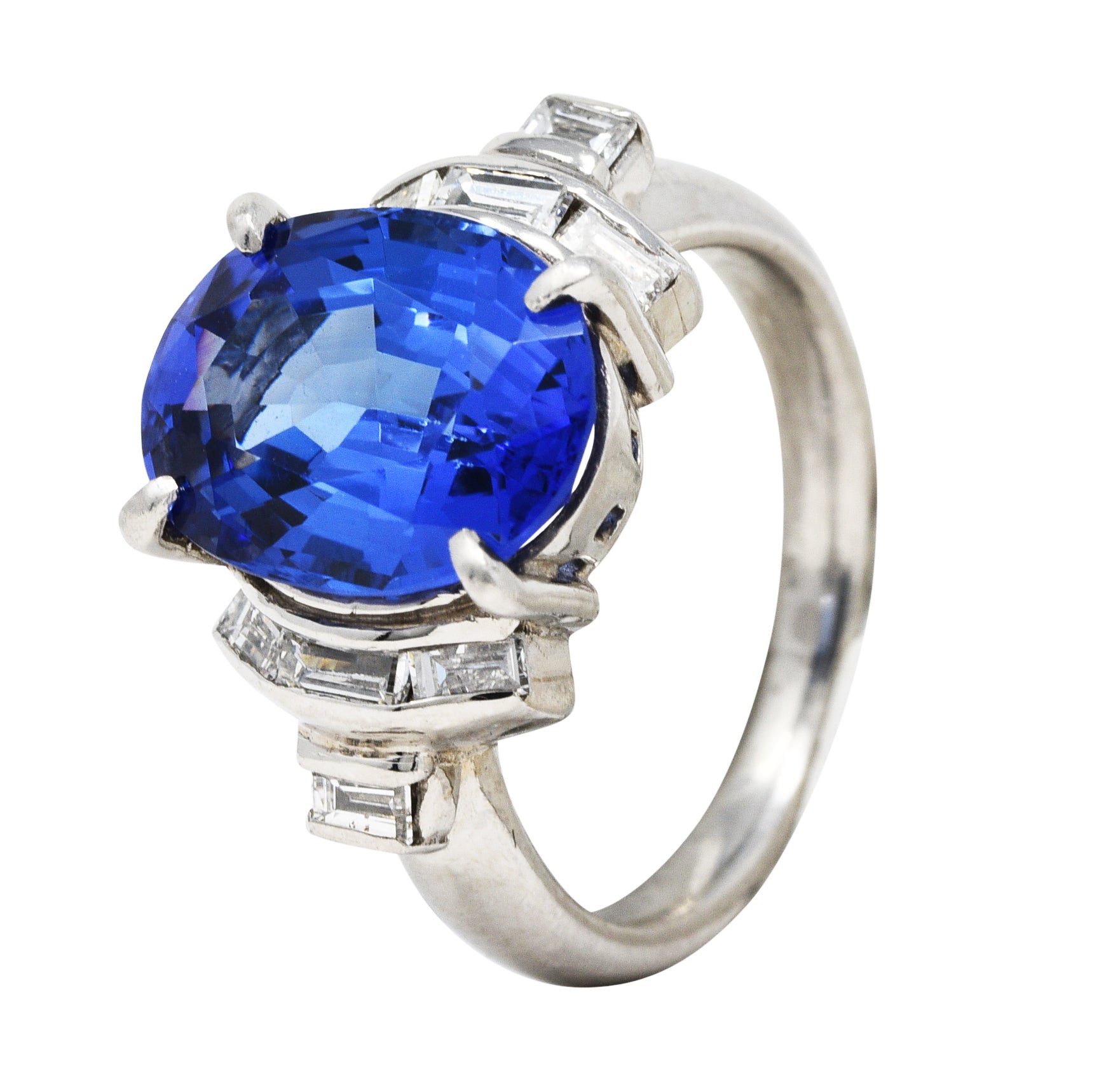 Contemporary 5.89 CTW Tanzanite Diamond Platinum Gemstone RingRing - Wilson's Estate Jewelry