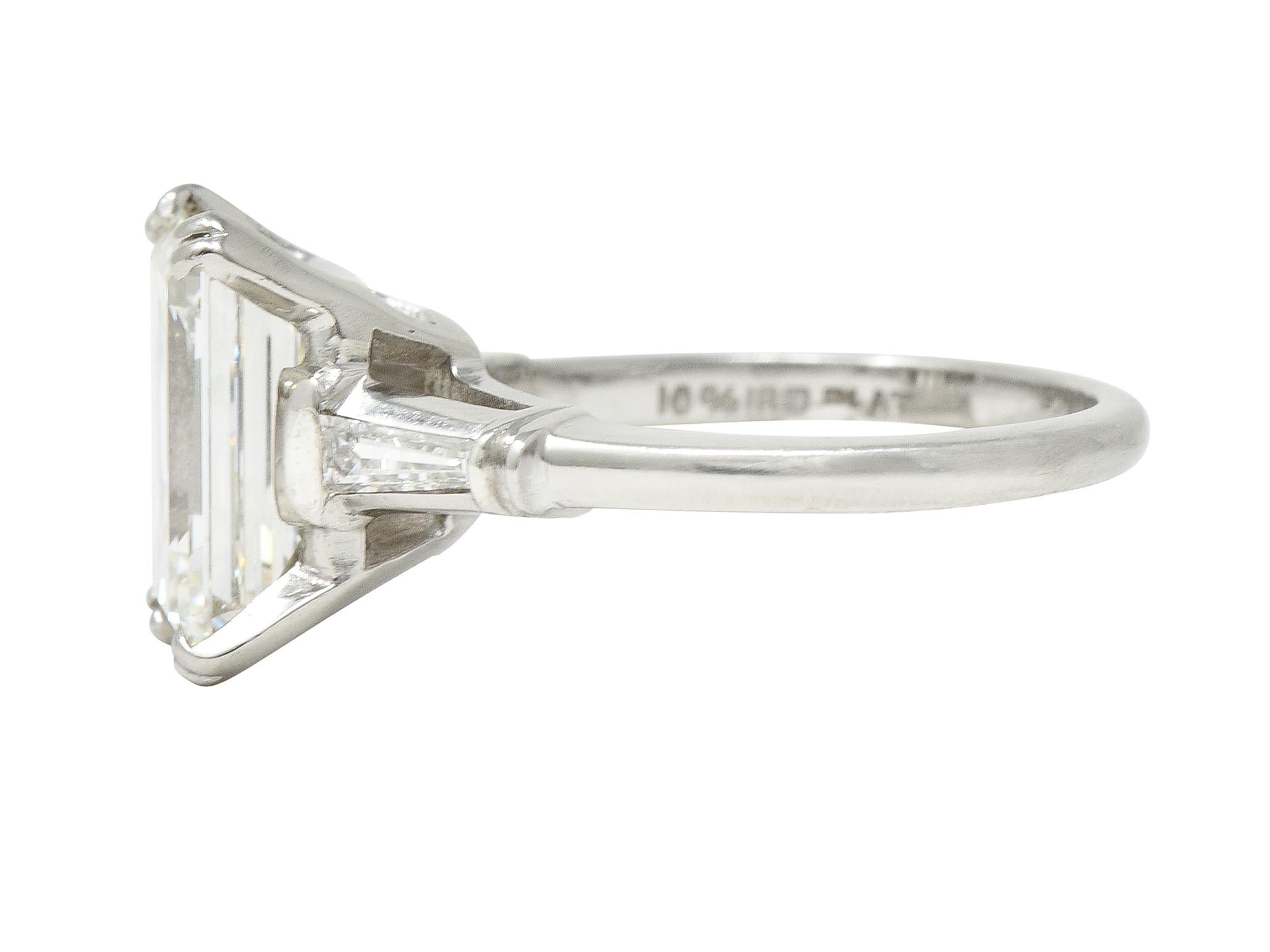 Mid-Century 3.26 CTW Step Cut Diamond Platinum Engagement Ring GIA