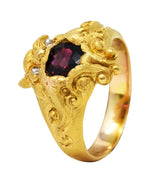 Vintage Garnet Diamond 18 Karat Gold Unisex Gargoyle RingRing - Wilson's Estate Jewelry