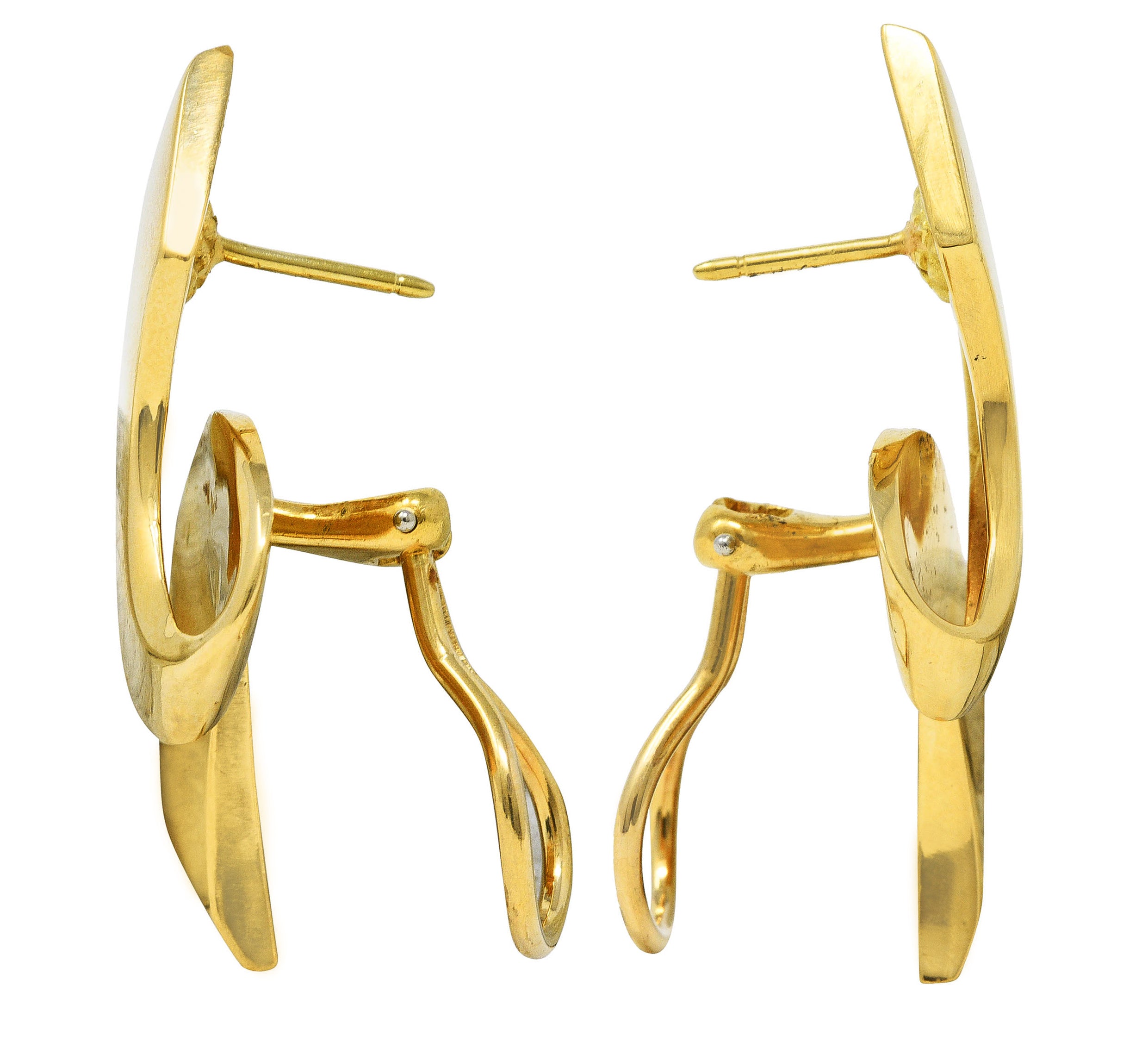 Vintage Paloma Picasso Tiffany & Co. 18 Karat Yellow Gold Ribbon Earrings Wilson's Estate Jewelry