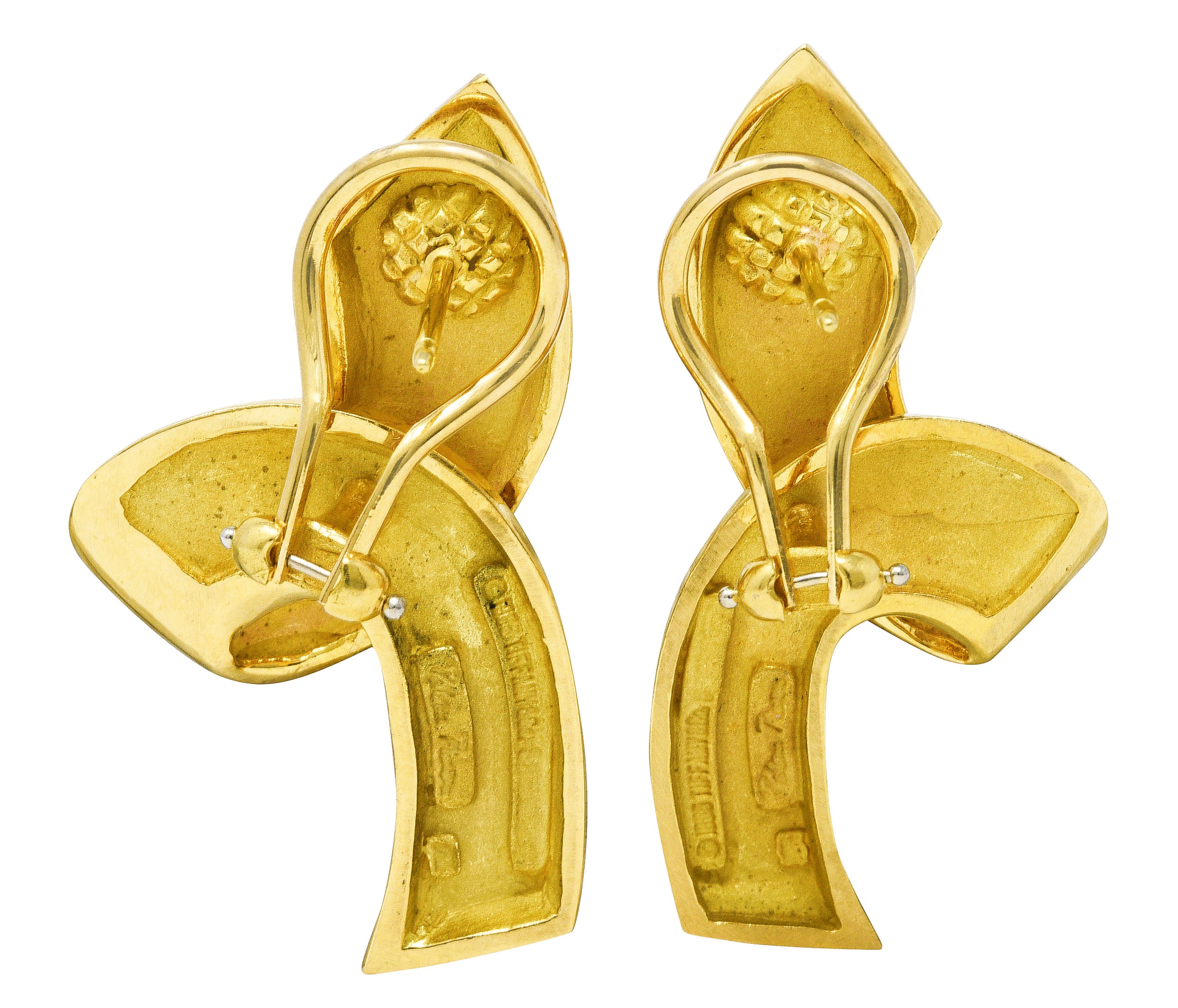 Vintage Paloma Picasso Tiffany & Co. 18 Karat Yellow Gold Ribbon Earrings Wilson's Estate Jewelry