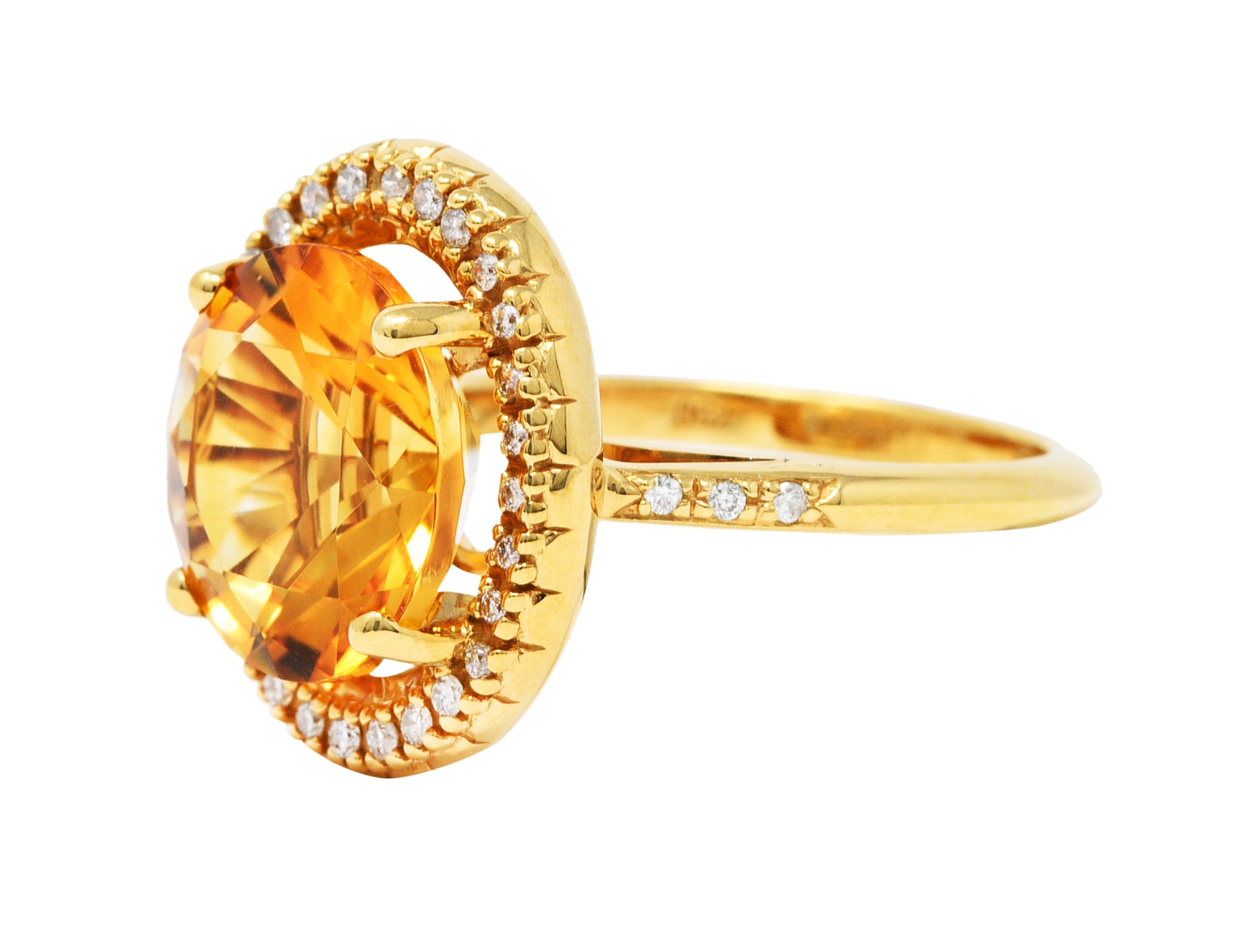 Mauboussin Citrine Diamond 18 Karat Gold Halo RingRing - Wilson's Estate Jewelry