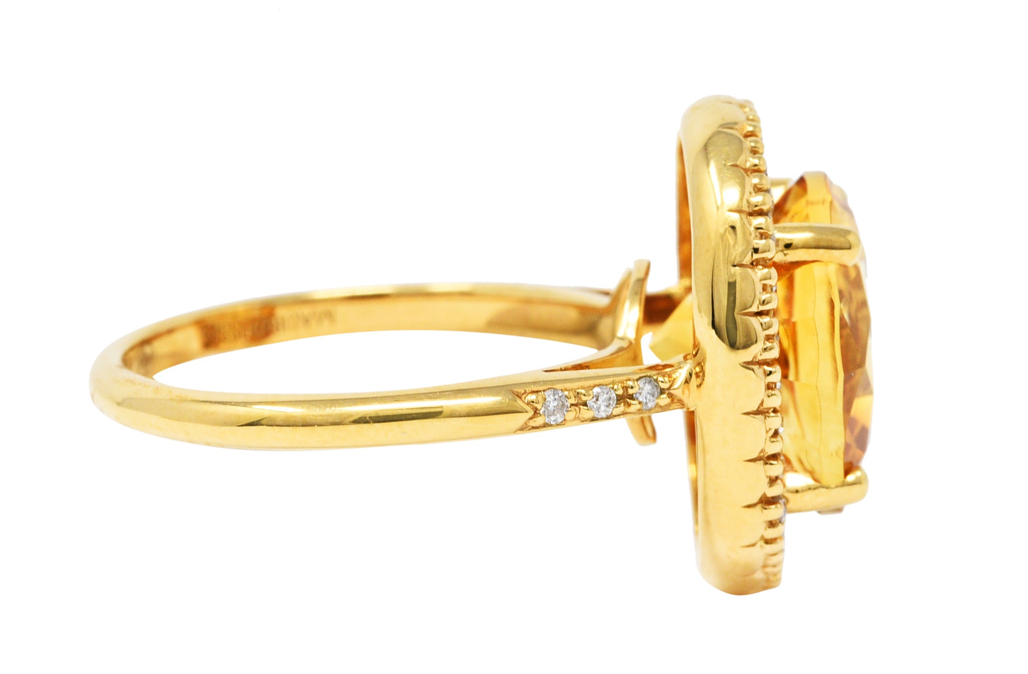 Mauboussin Citrine Diamond 18 Karat Gold Halo RingRing - Wilson's Estate Jewelry