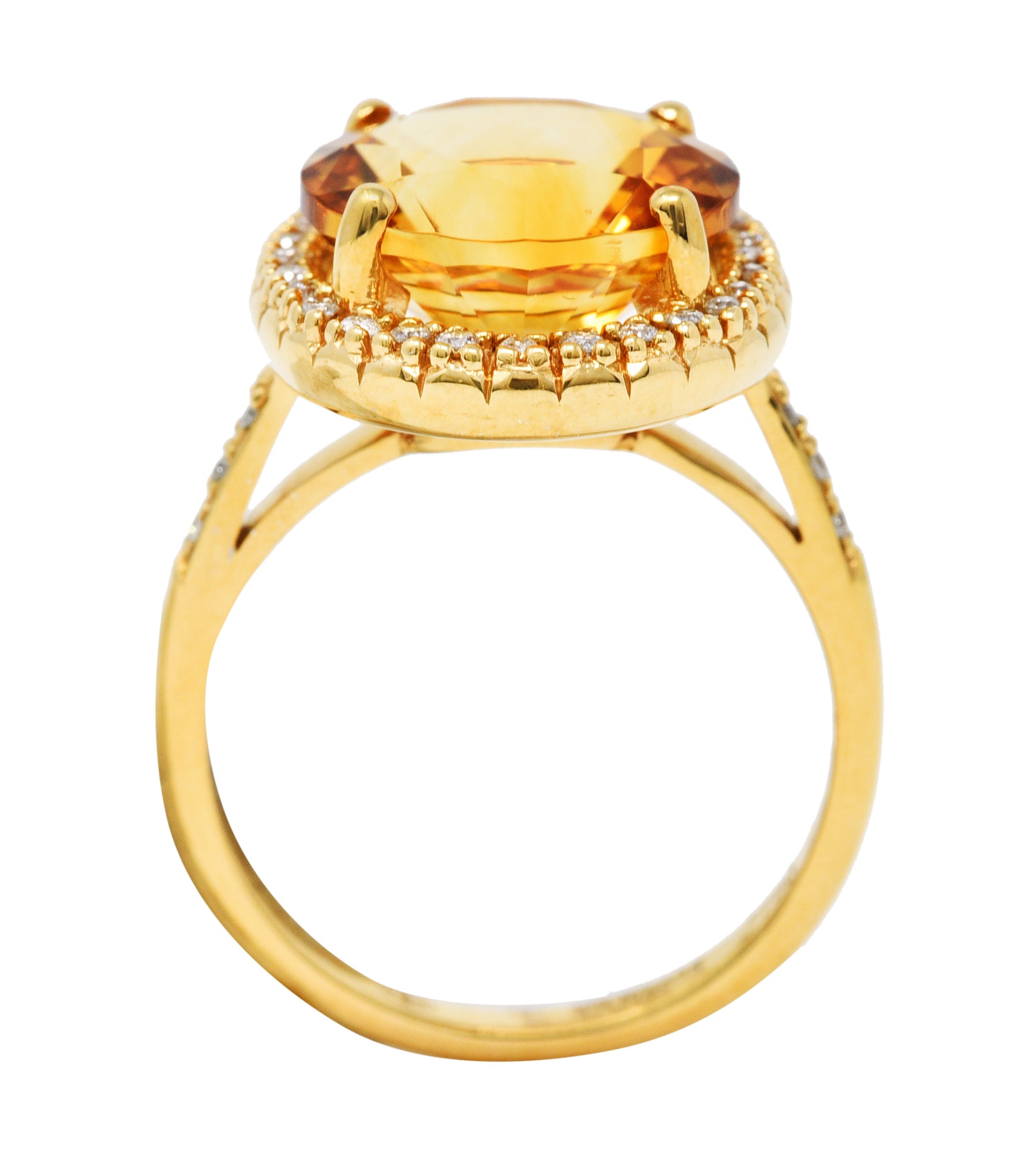 Mauboussin Citrine Diamond 18 Karat Gold Halo RingRing - Wilson's Estate Jewelry