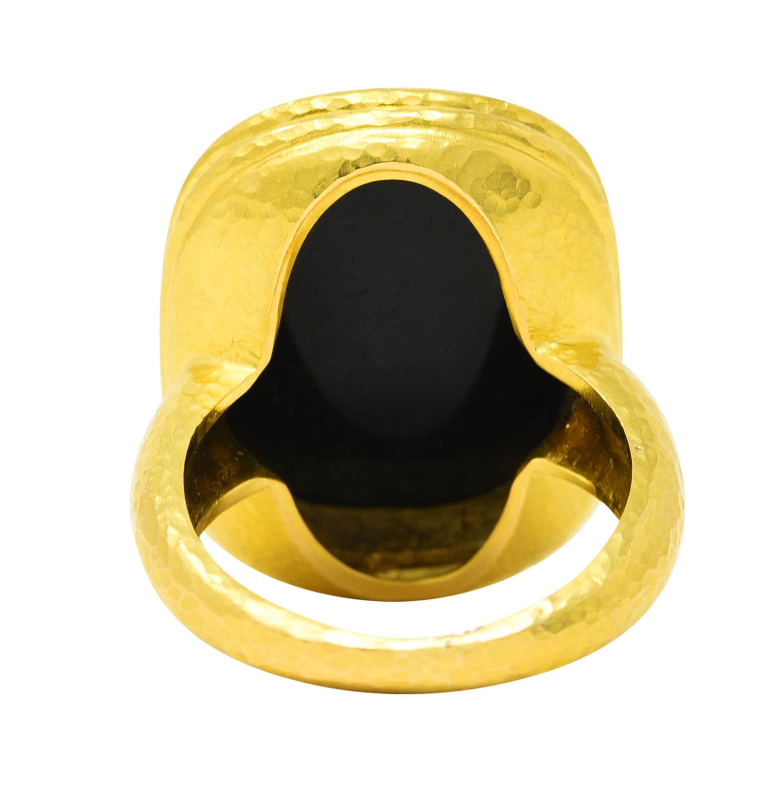 Elizabeth Locke Vintage Onyx 18 Karat Yellow Gold Dog Unisex Intaglio Signet Ring Wilson's Estate Jewelry