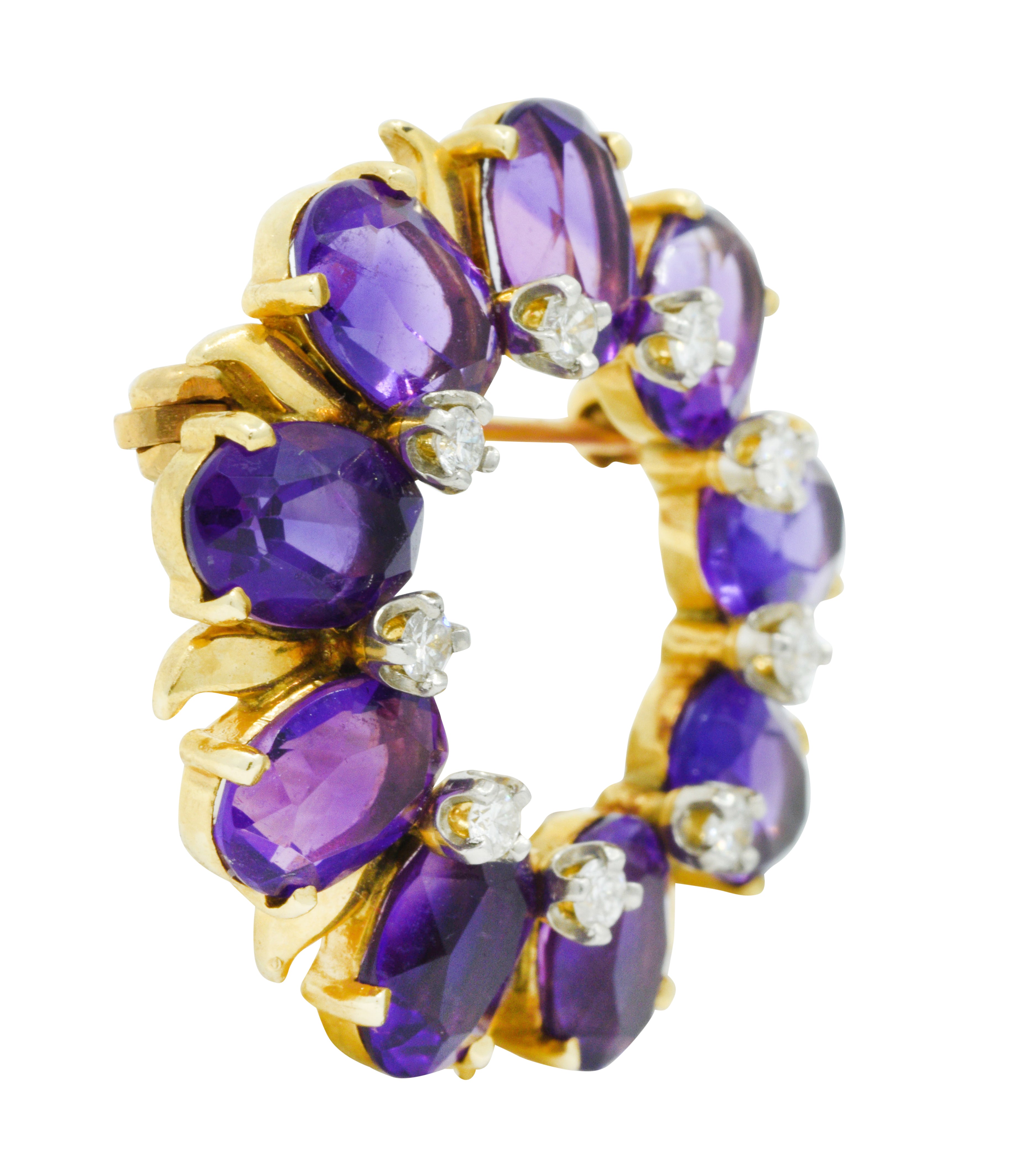 Tiffany & Co. Amethyst Diamond 14 Karat Gold Wreath BroochBrooch - Wilson's Estate Jewelry