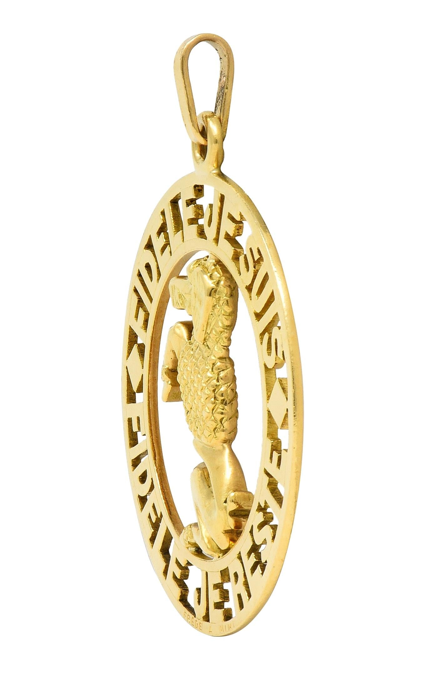 Cartier Paris 1950s 18 Karat Yellow Gold Vintage Faithful Poodle Dog Pendant