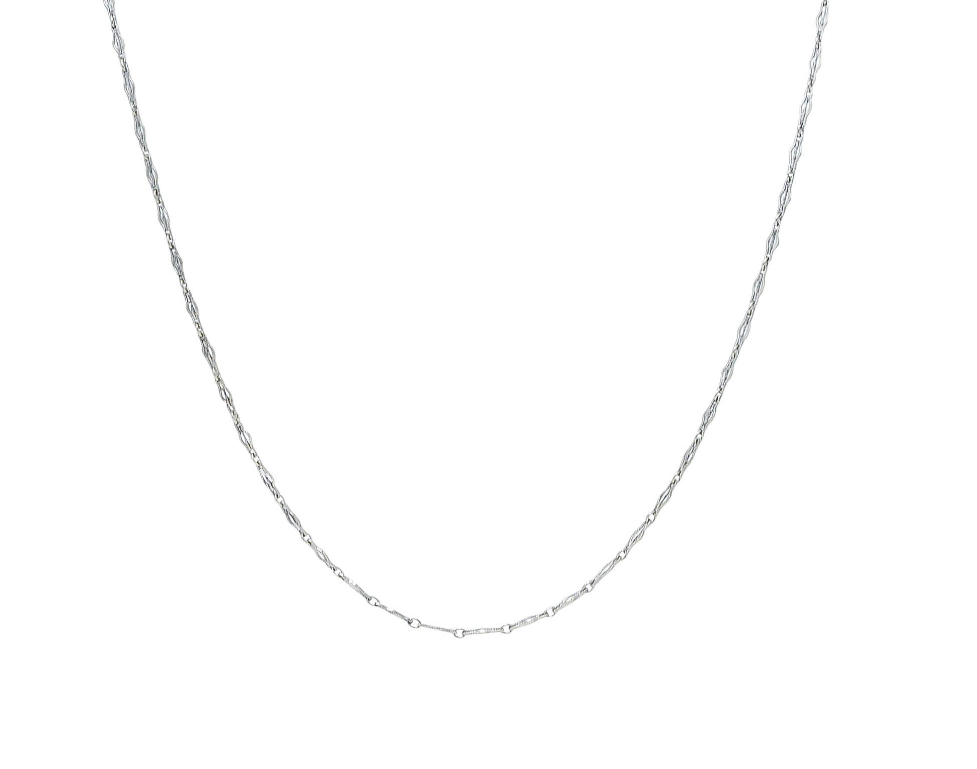 Early Art Deco 14 Karat White Gold Link Chain Necklace Circa 1920 Wilson's Estate Jewelry