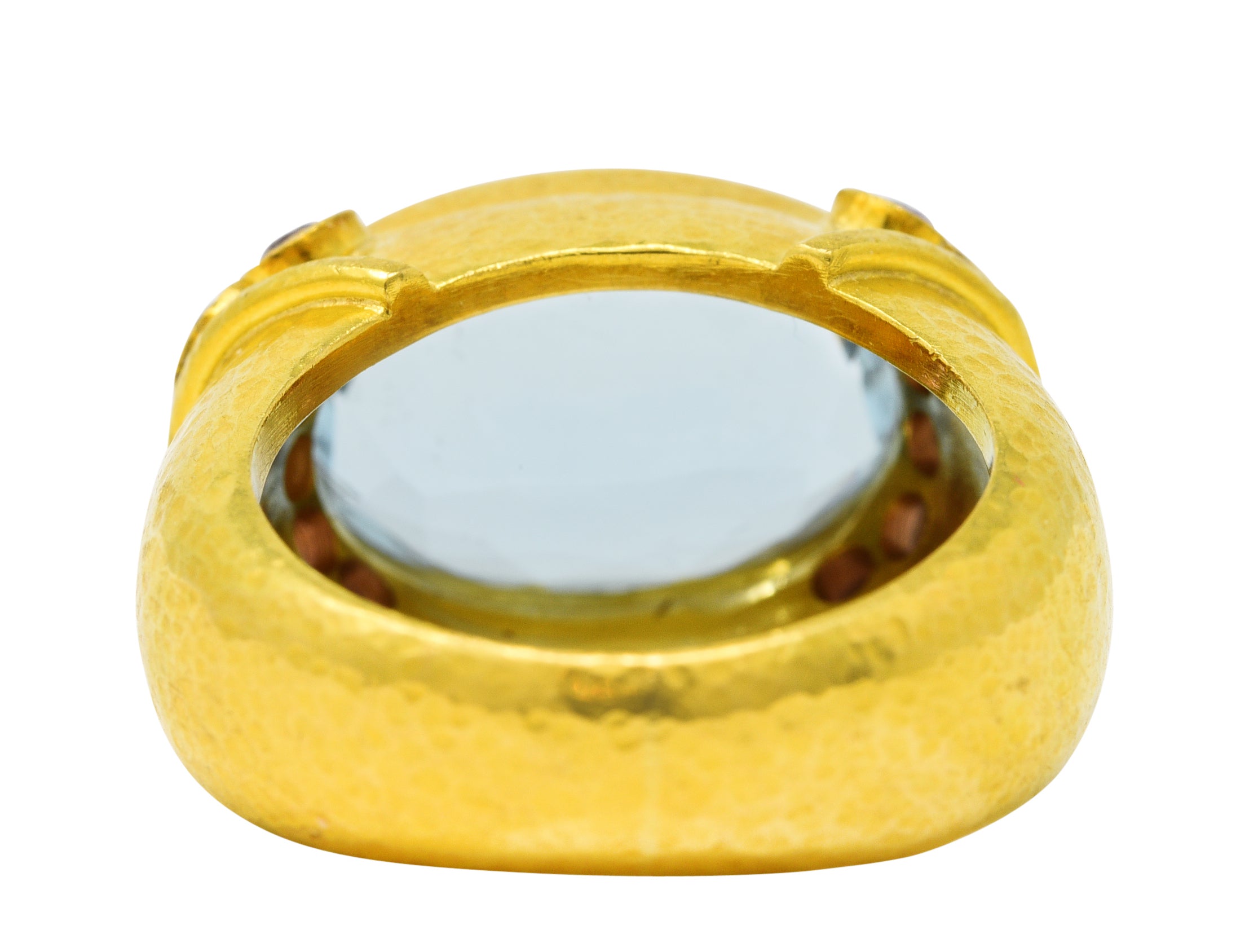 Elizabeth Locke Vintage Lavender Sapphire Aquamarine 19 Karat Yellow Gold Ring Wilson's Estate Jewelry