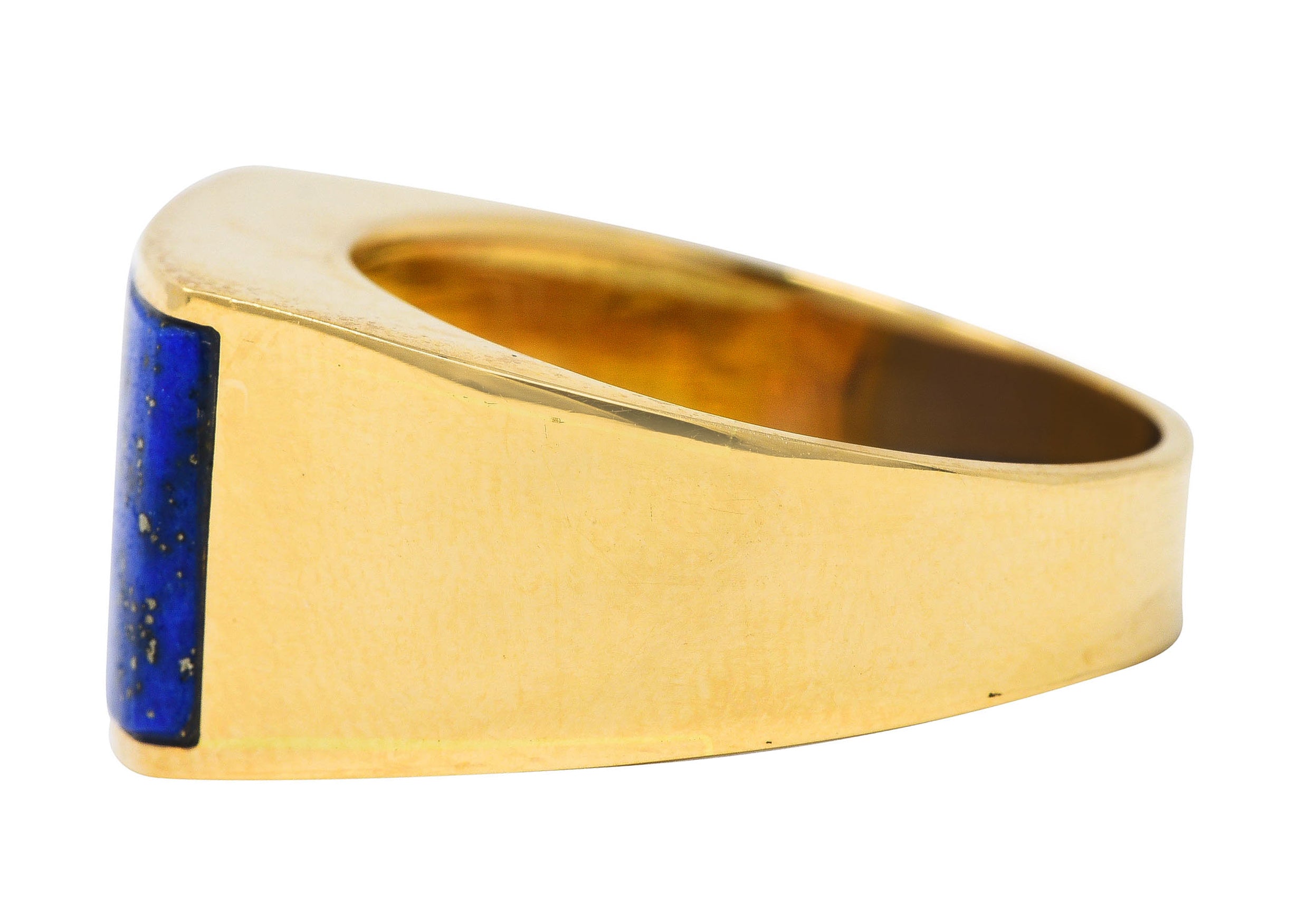 Retro Lapis Lazuli 14 Karat Yellow Gold Unisex Signet Ring Wilson's Estate Jewelry