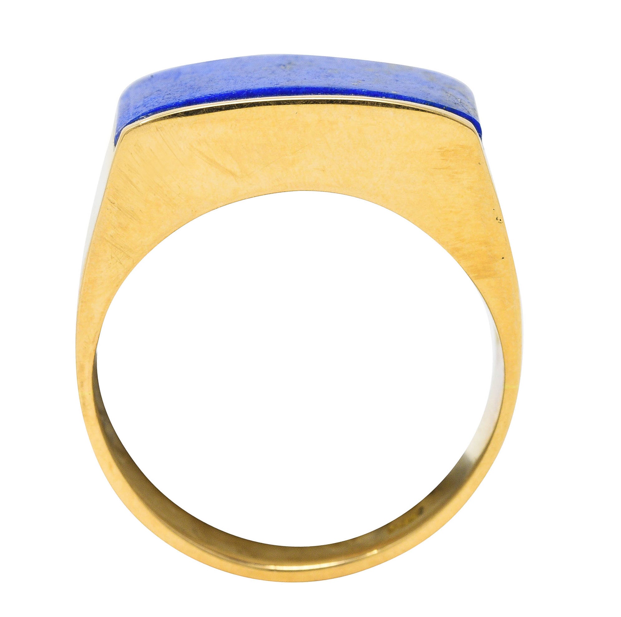 Retro Lapis Lazuli 14 Karat Yellow Gold Unisex Signet Ring Wilson's Estate Jewelry