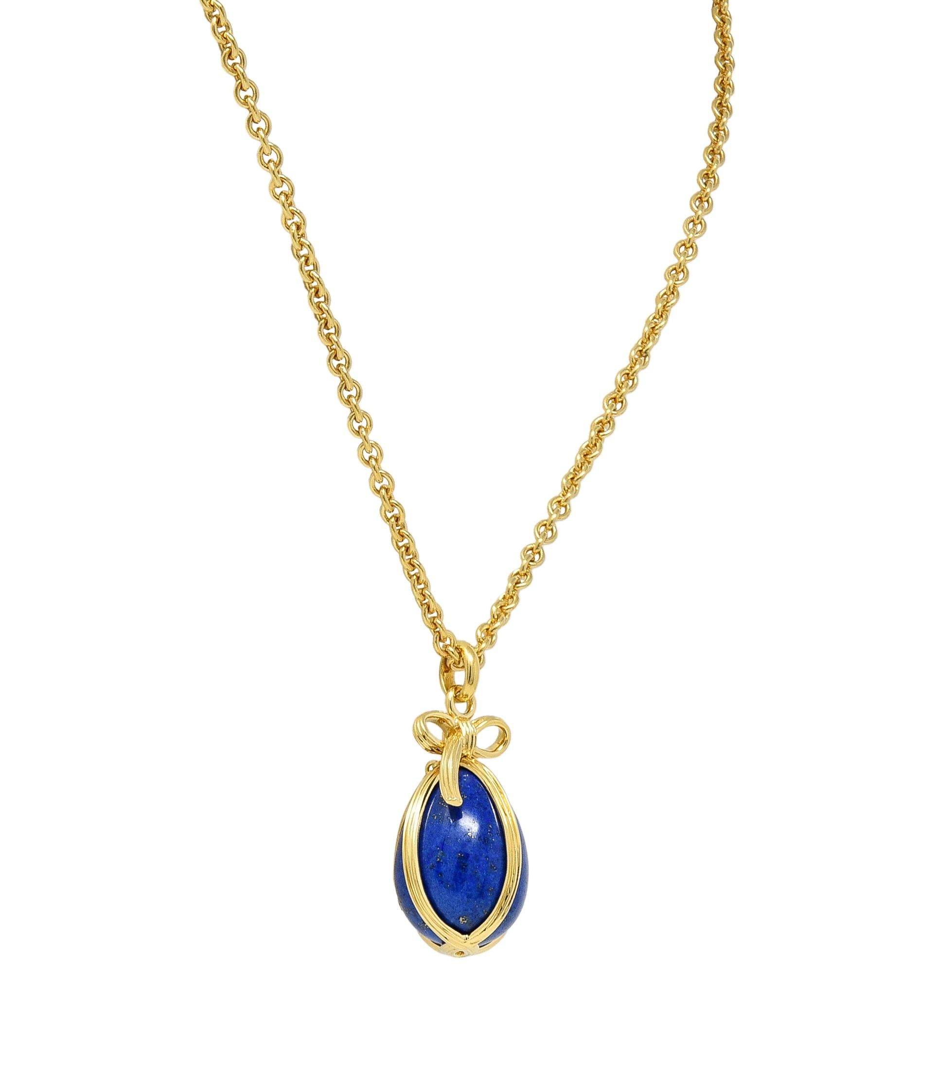 Jean Schlumberger Tiffany & Co. 1970's Lapis Lazuli 18 Karat Gold Egg Necklace