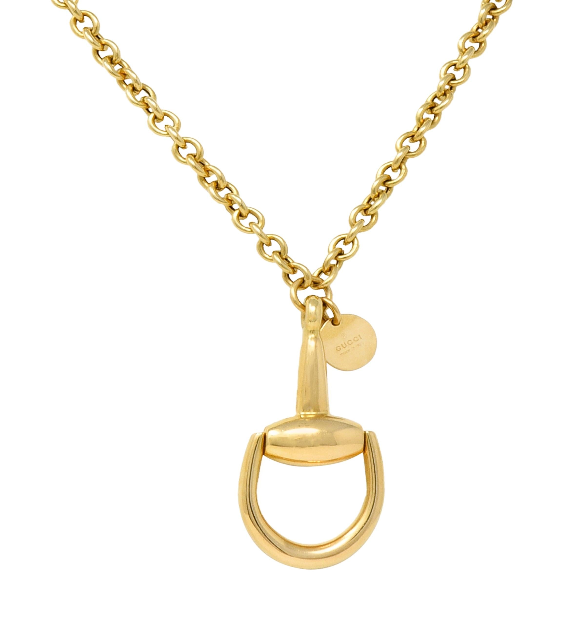 Gucci 18 Karat Yellow Gold Horsebit Pendant Vintage Necklace