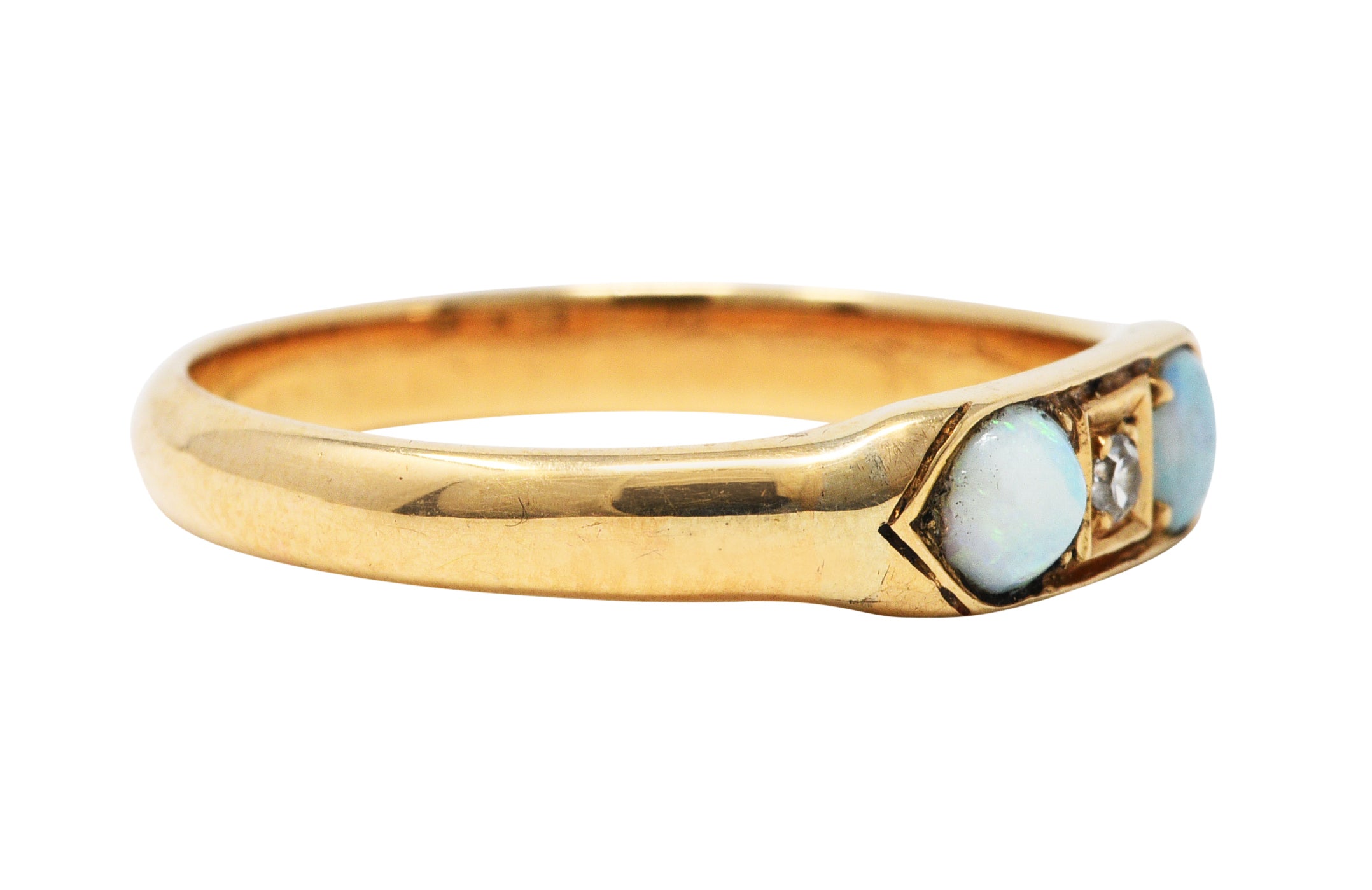 Art Deco Opal Diamond 10 Karat Gold Band RingRing - Wilson's Estate Jewelry