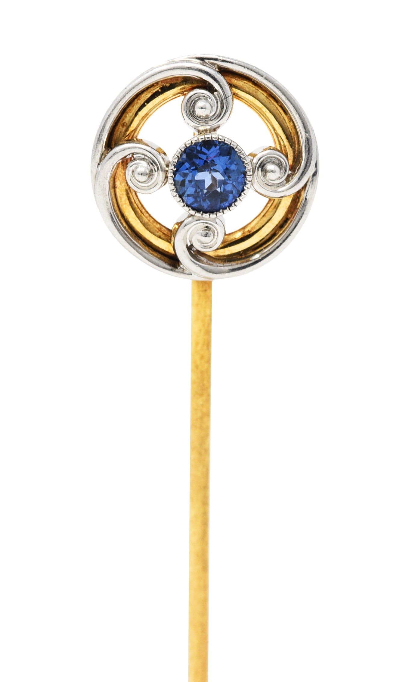 Whiteside & Blank Sapphire Platinum-Topped 14 Karat Gold StickpinStick Pin - Wilson's Estate Jewelry