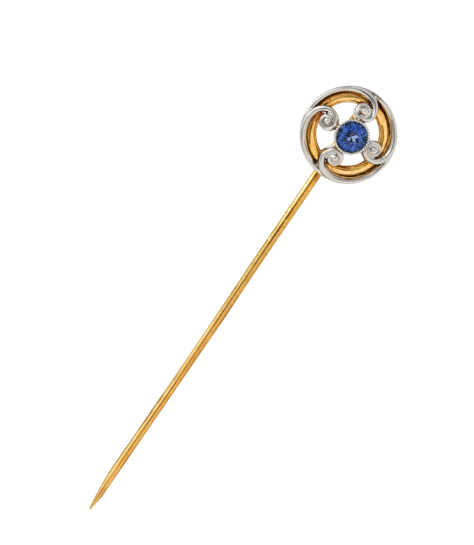 Whiteside & Blank Sapphire Platinum-Topped 14 Karat Gold StickpinStick Pin - Wilson's Estate Jewelry