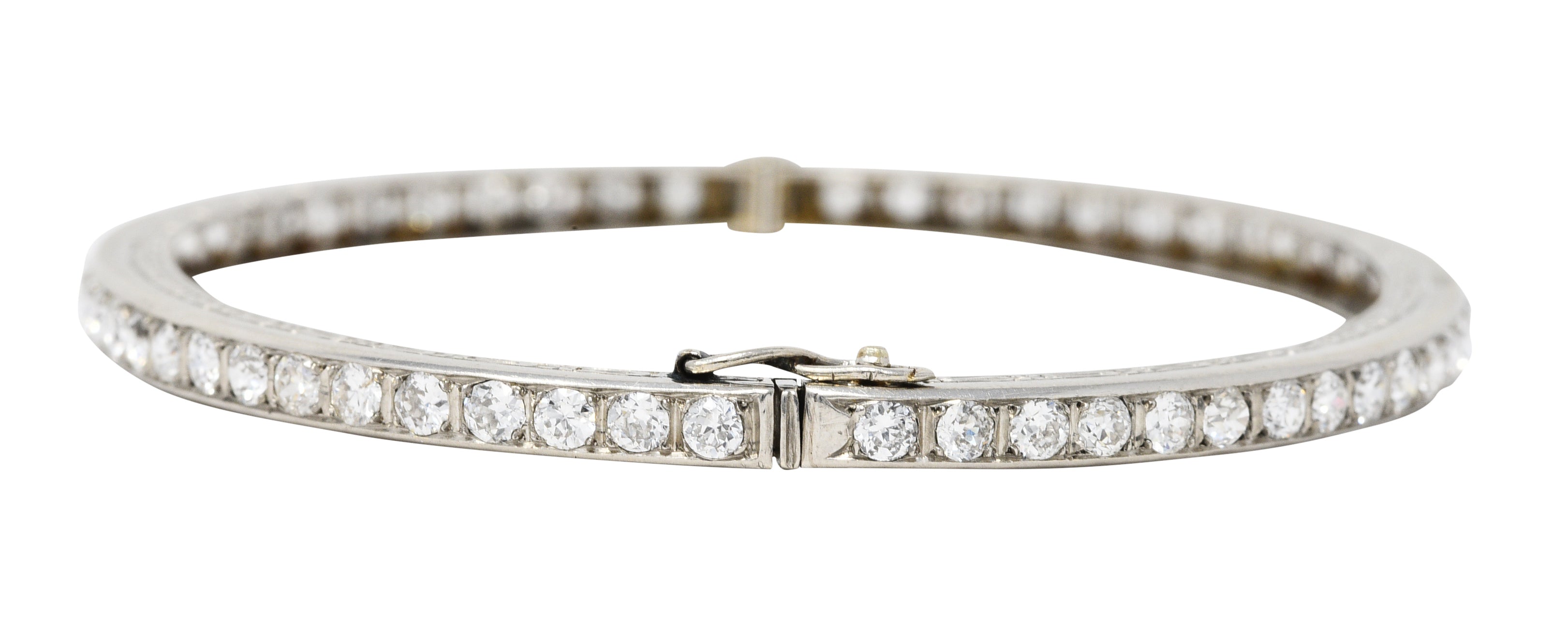 French Art Deco Diamond Platinum Bangle Braceletbracelet - Wilson's Estate Jewelry