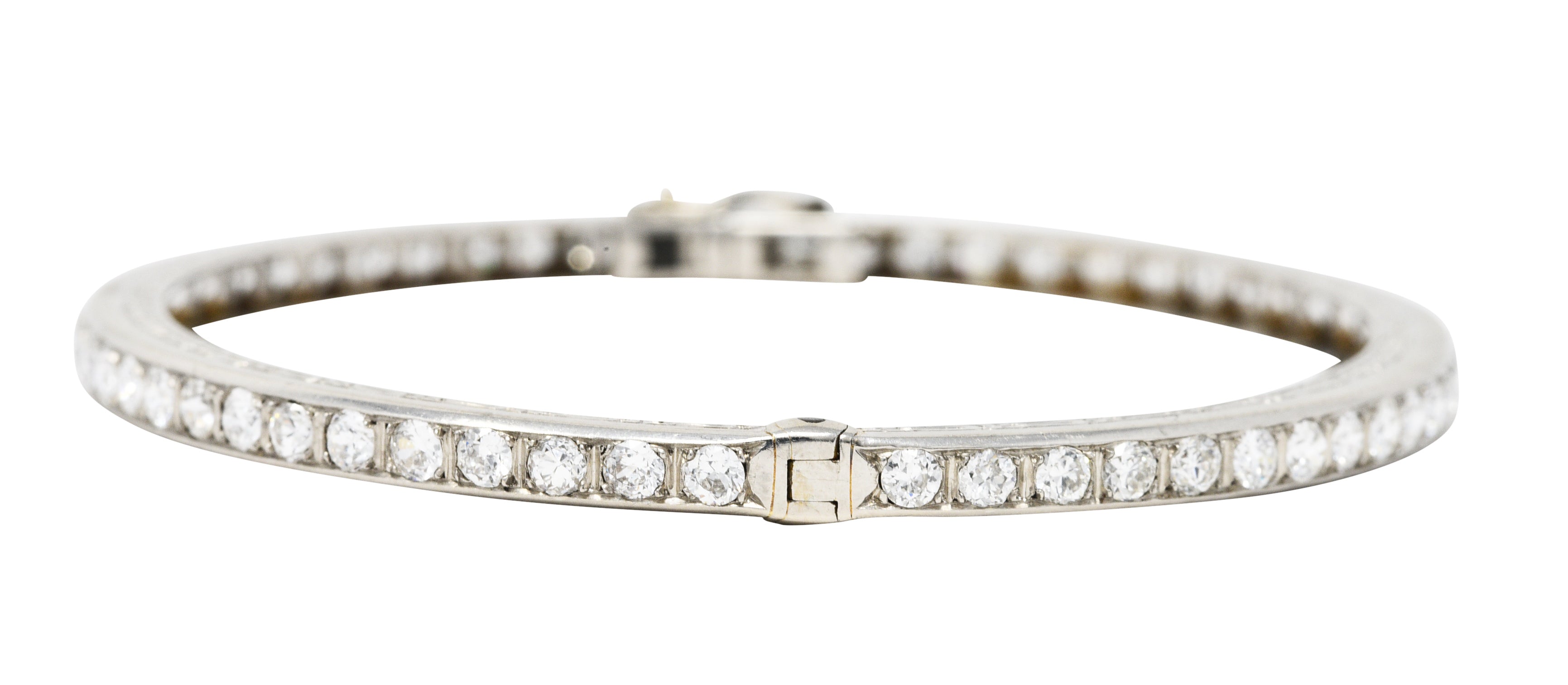 French Art Deco Diamond Platinum Bangle Braceletbracelet - Wilson's Estate Jewelry